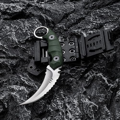 Miniatura 6 de OOULORE Fixed Blade Knife, D2 Steel Blade G10 Handle, Tactical EDC Knife Double edged sharp Claw Knife, Utility Knife for Outdoor Survival Hiking