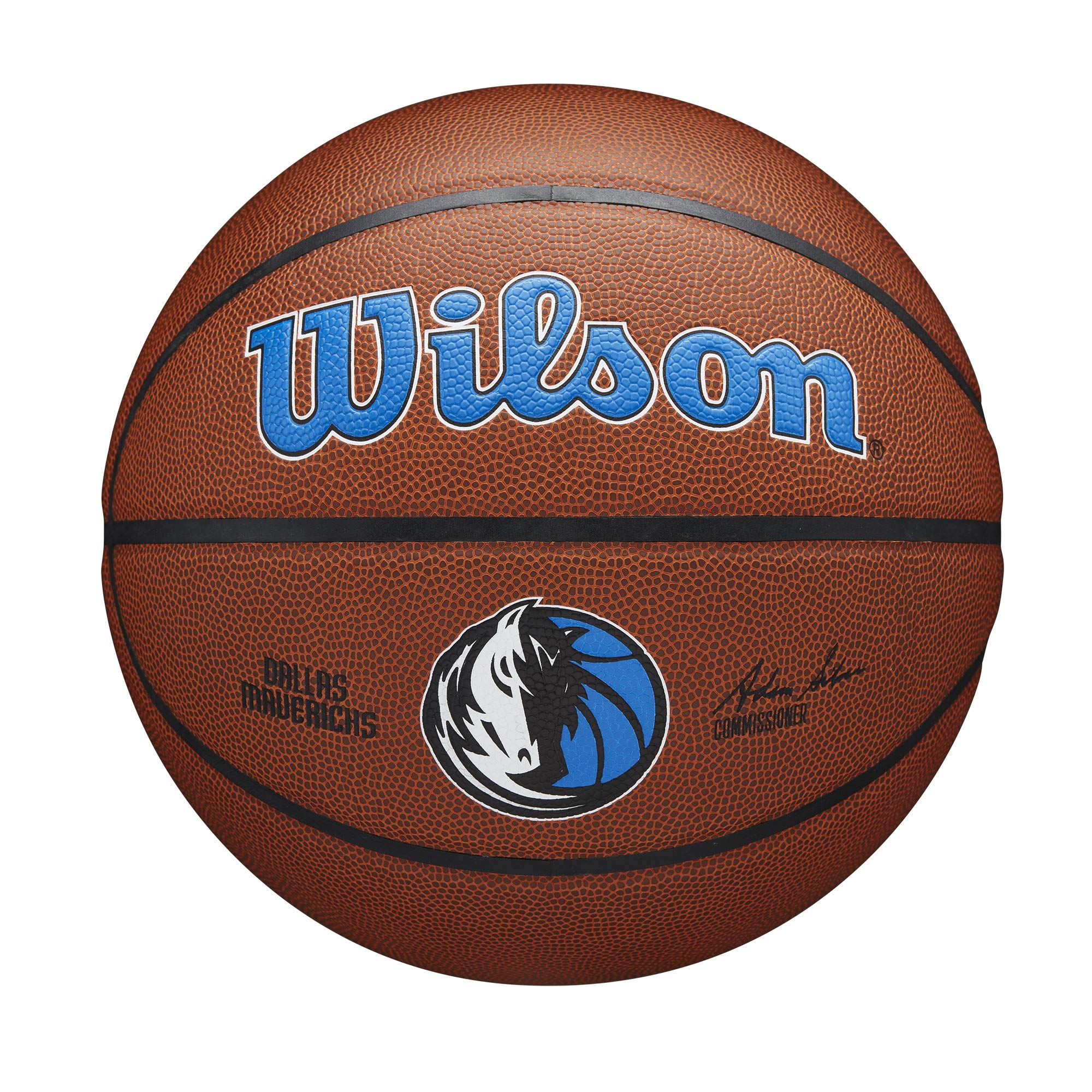 Wilson Basketball, Team Alliance Model, DALLAS MAVERICKS, Indoor/Outdoor, Mixed Leather, Size: 7