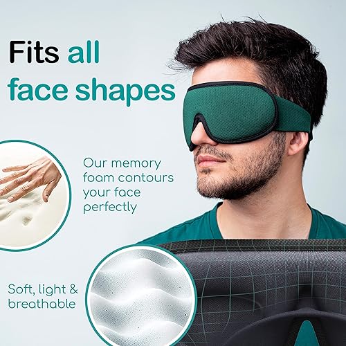 Miniatura 5 de Medi Grade Máscara de dormir de algodón con espuma viscoelástica 3D para ojos, máscara de dormir de viaje para mujeres y hombres con 2 tapones para