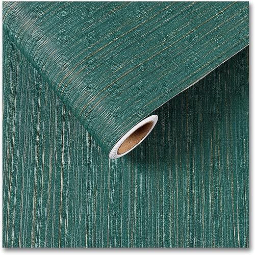 CRE8TIVE Papel tapiz autoadhesivo de 24 x 118 pulgadas de ancho, color verde azulado, papel de contacto para paredes, tela de lino texturizada,