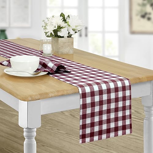 Home Bargains Plus Country Rustic Buffalo - Camino de mesa de tela de algodón a cuadros, fácil cuidado, camino de mesa de 70 pulgadas de largo, Home Bargains Plus Country Rustic Buffalo - Camino de mesa de tela de algodón a cuadros, fácil cuidado, camino de mesa de 70 pulgadas de largo,