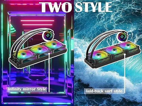 Miniatura 8 de T-240MM Negro ARGB CPU líquida refrigeración por agua con 9.449 in ARGB PWM ventilador, pantalla de temperatura, refrigeración por agua de