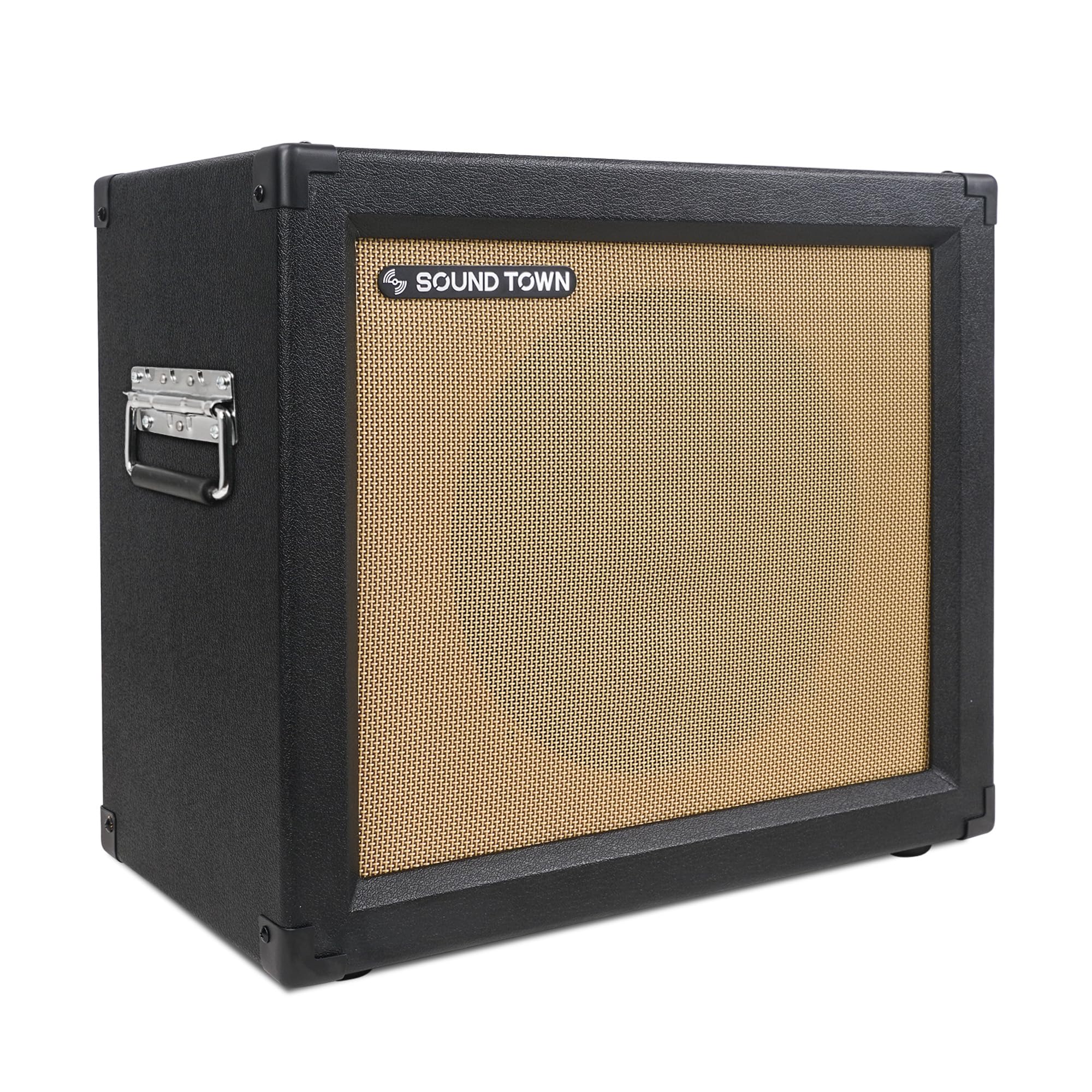 Sound Town 1 x 12 65W Open-Back Guitar Speaker Cabinet, Birch Plywood, Black Tolex, Wheat Cloth Grille (GUC112OBBK)