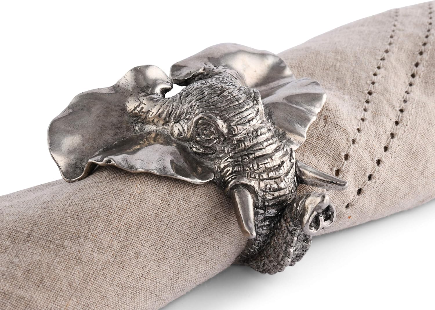 Vagabond House Pewter Elephant Napkin Ring (Sold as Single Ring) Artisan Crafted Designer Rings 3 inch x 2.5 inch Long