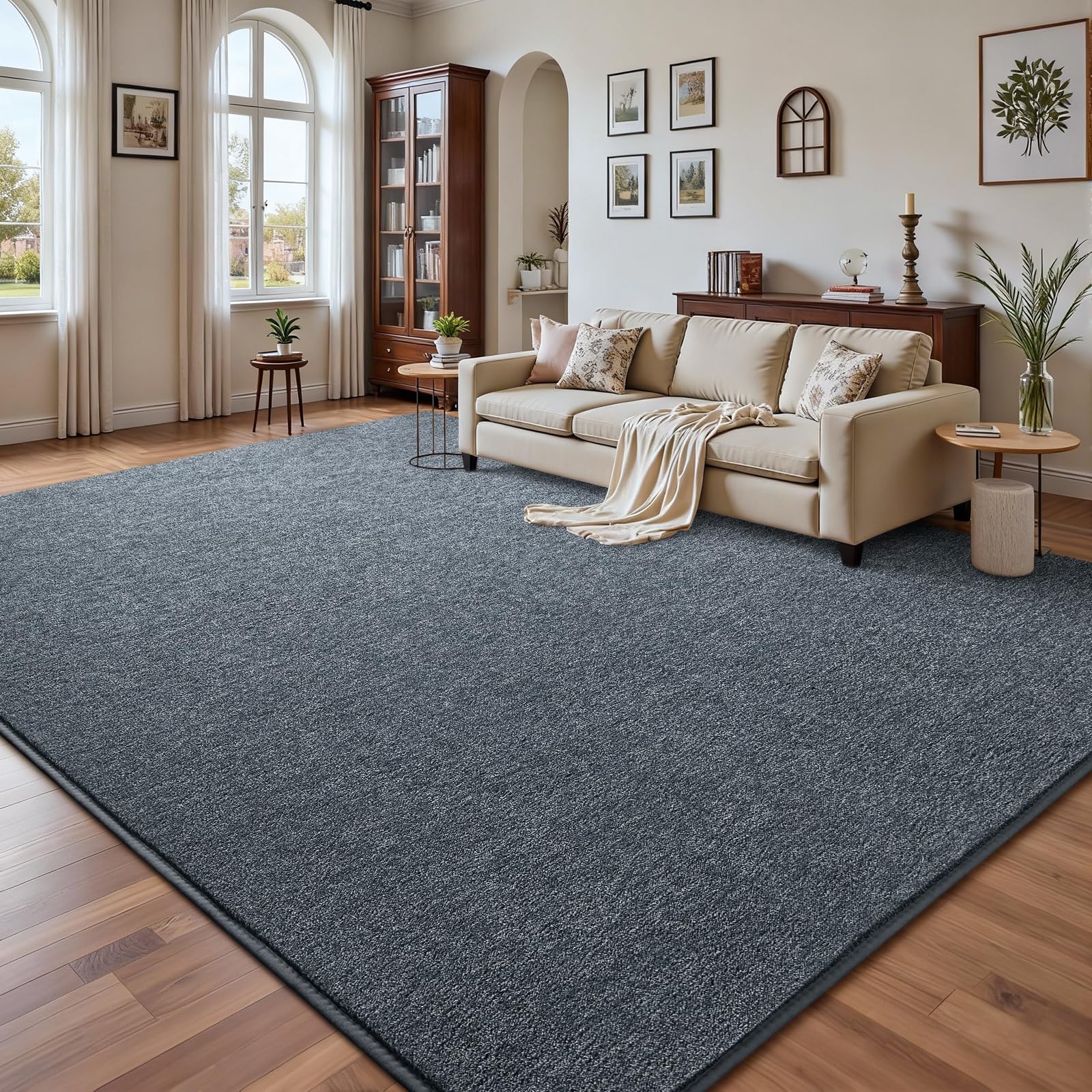 Condition photo showing New/Like New for dweike rugs for bedroom living room, 7x10 ft blue grey area rug, washable memory foam indoor carpet, modern non-slip ultra soft carpets for kids boys girls adults nursery dorm home decor