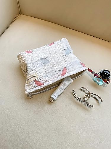 Miniatura 8 de The Summer Swan Bolsa de maquillaje estética grande  Bolsa de maquillaje floral  Embrague de medio día  Bolsa de kit de período  Bolsa de higiene