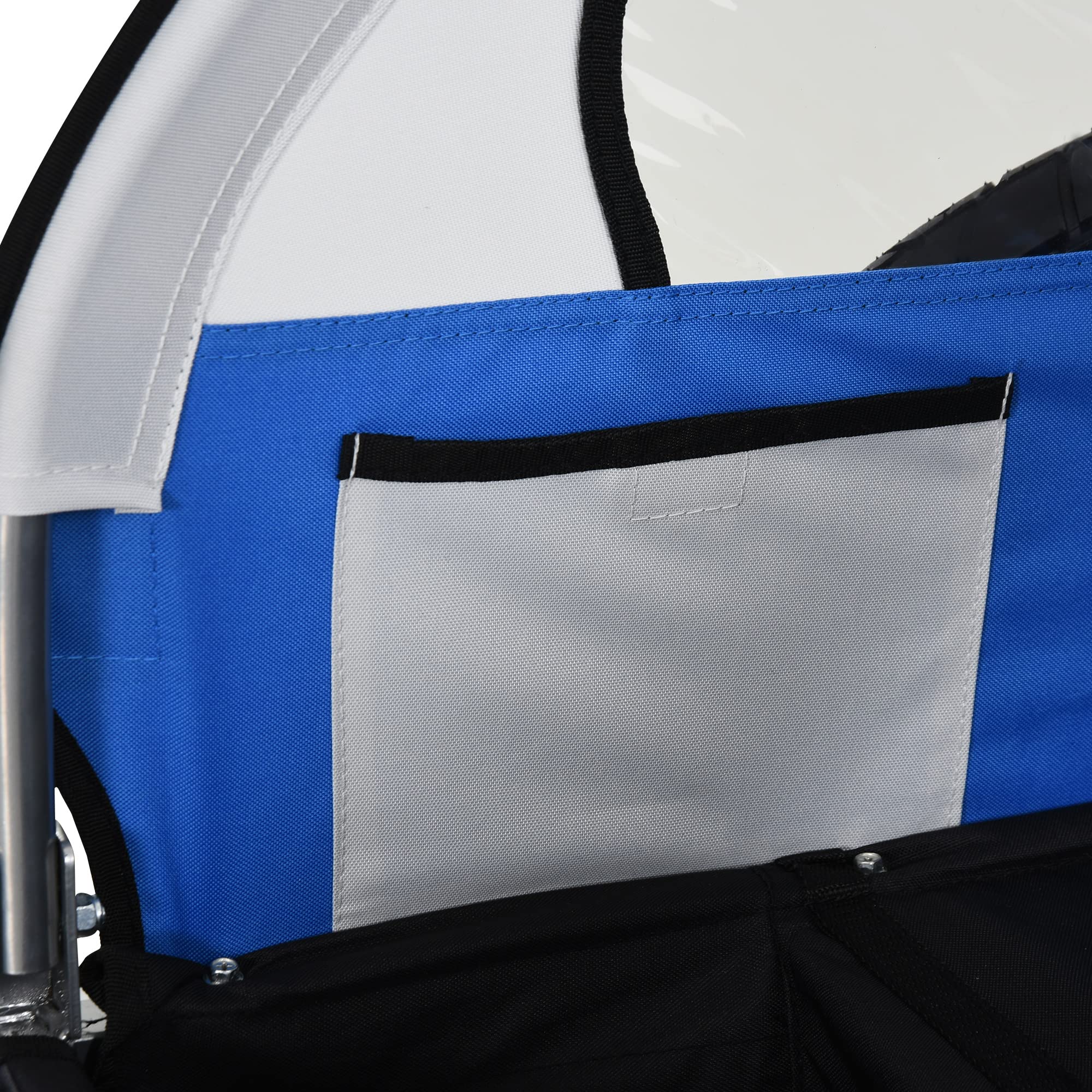 HOMCOM Remorque vélo pour enfants avec 2 sièges, 2 ceintures de sécurité, cadre en acier et housse en tissu Oxford Bleu