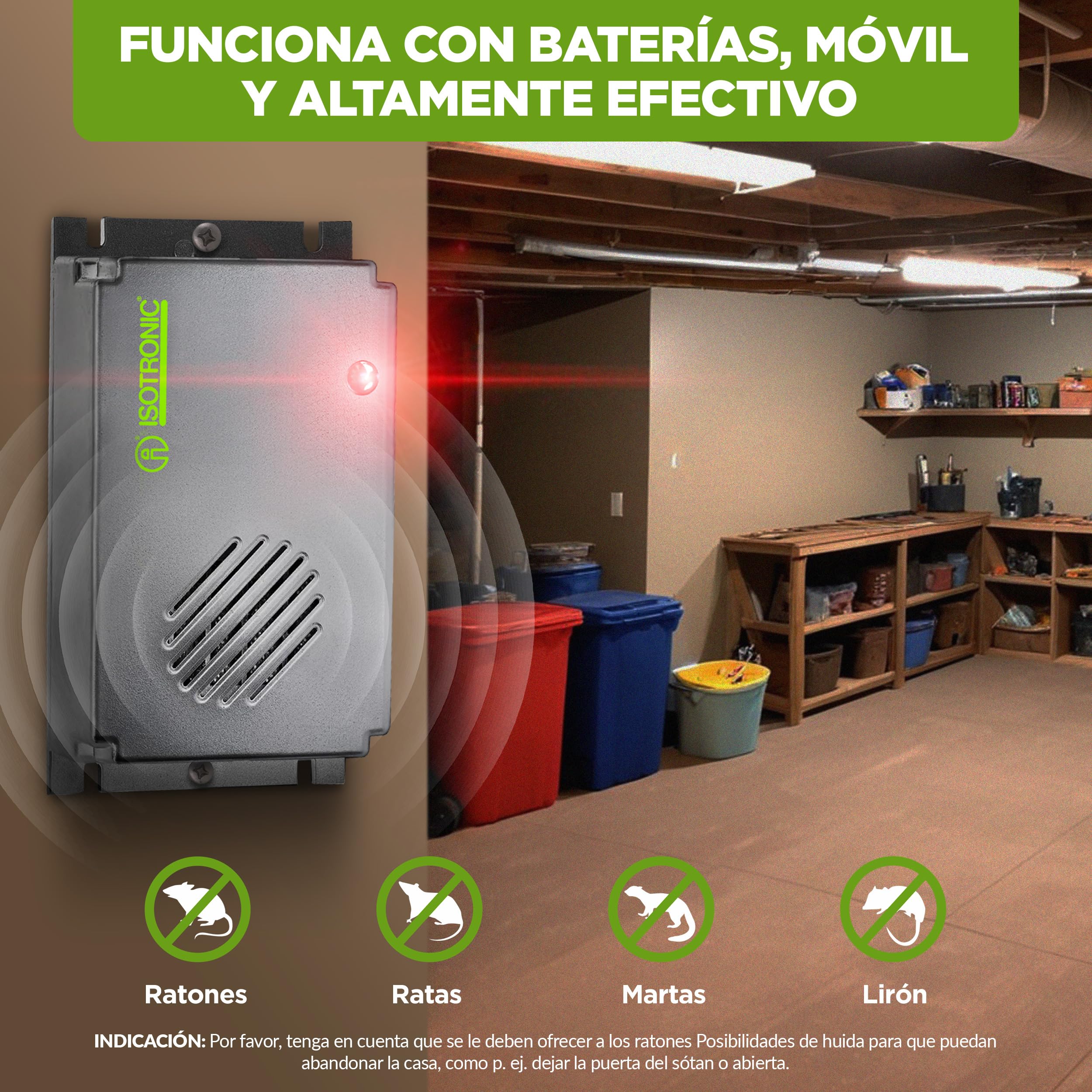 ISOTRONIC Repelente Ultrasónico para Ratones y Ratas 40 m² Pack de 3 Unidades