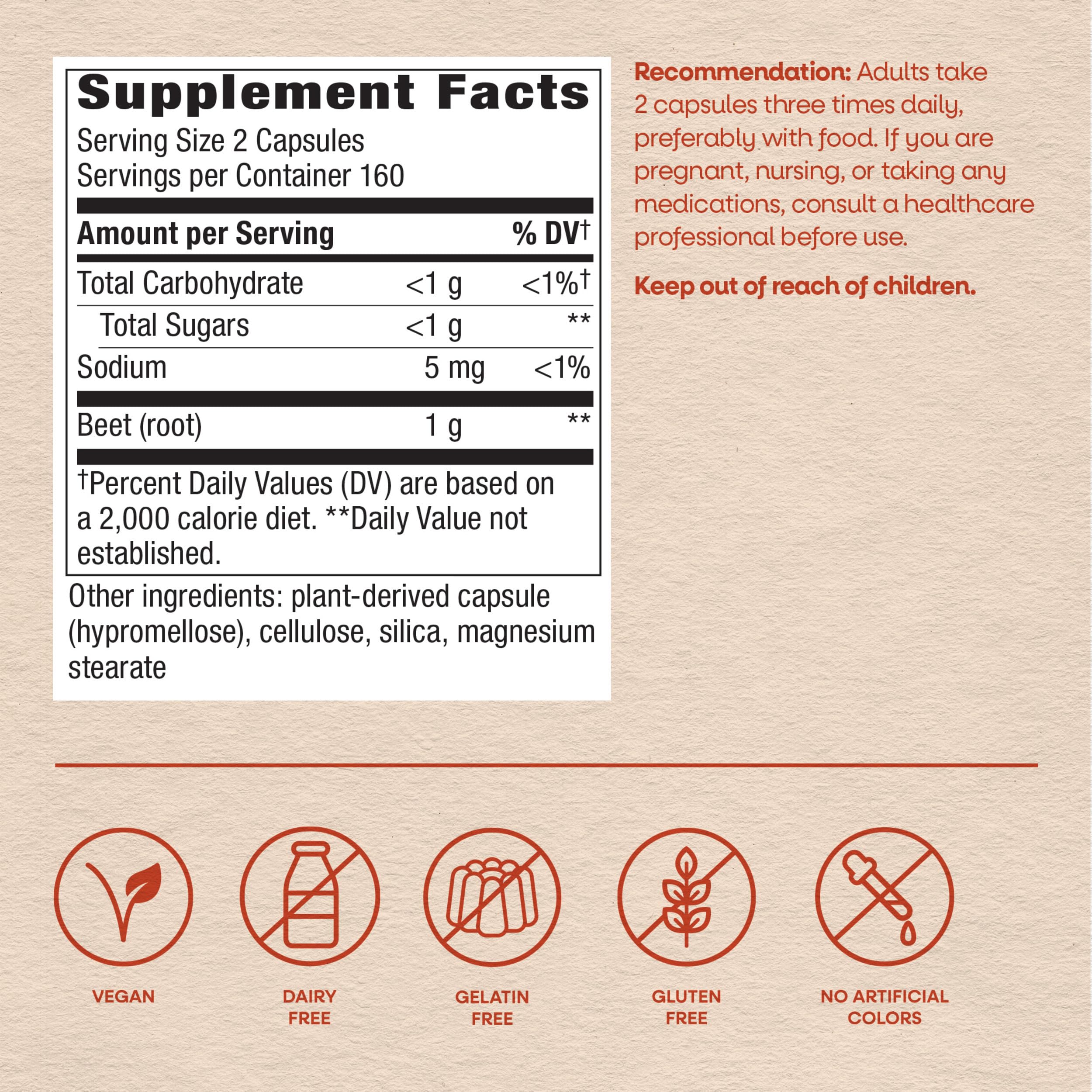 Nature's Way Beet Root Capsules, Supports Antioxidant Pathways*, 320 ct — Amazon image 6