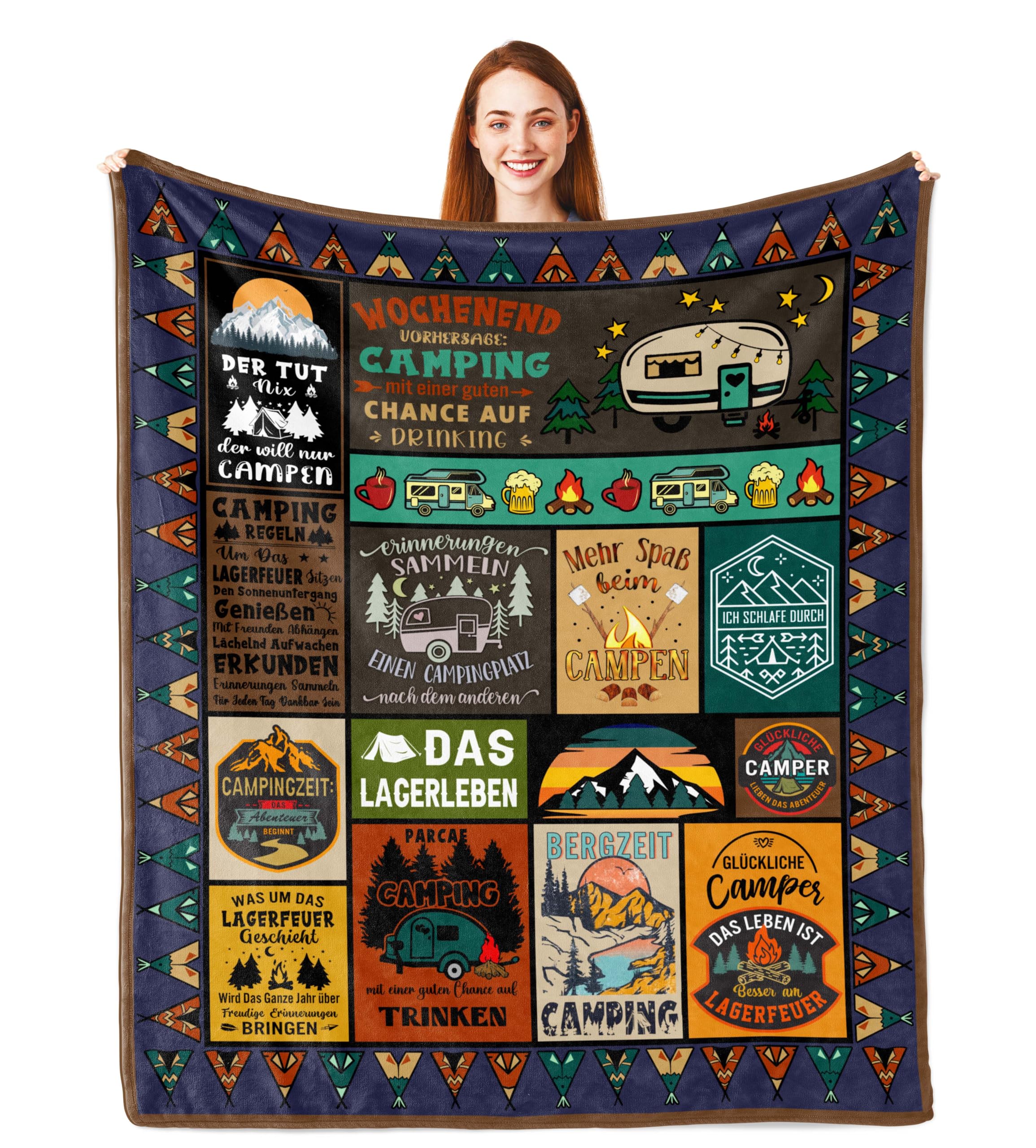 Camping Geschenke, Camping Geschenke für Männer, Geschenke für Camper, Camper Geschenke, Camping Deko, Wohnmobil Geschenk, Camping Gadgets Wohnmobil, Wohnwagen Zubehör Innen, Camping Decke 200 x 150CM