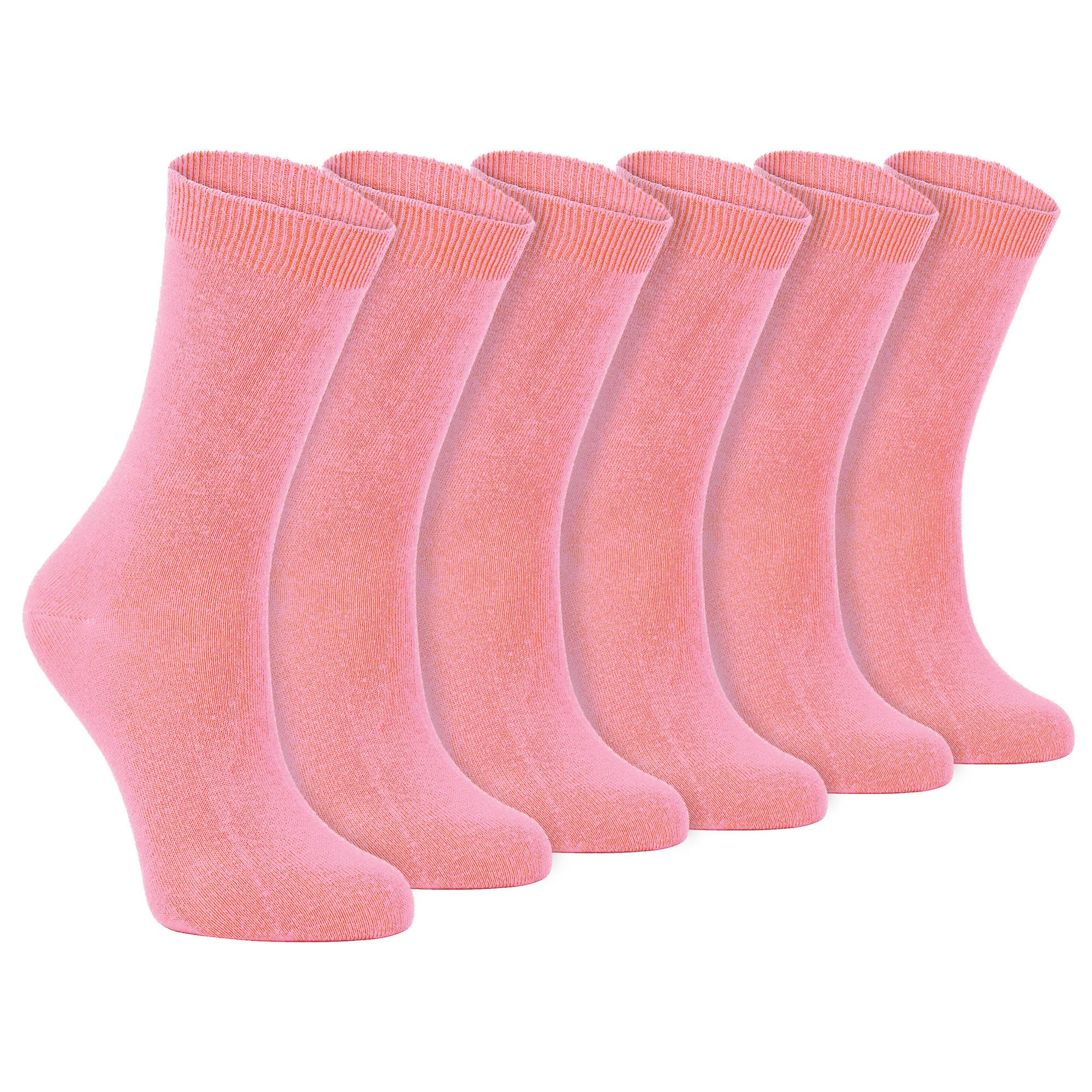 Sock Snob Women's 6 Pairs Cotton Rich Dress Socks - Light Pink - Size 4-7