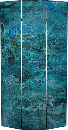 Miniatura 6 de Red Lantern Divisor de habitación de lona azul marino profundo de doble cara de 7 pies de alto, 3 paneles independiente y separador para dormitorio