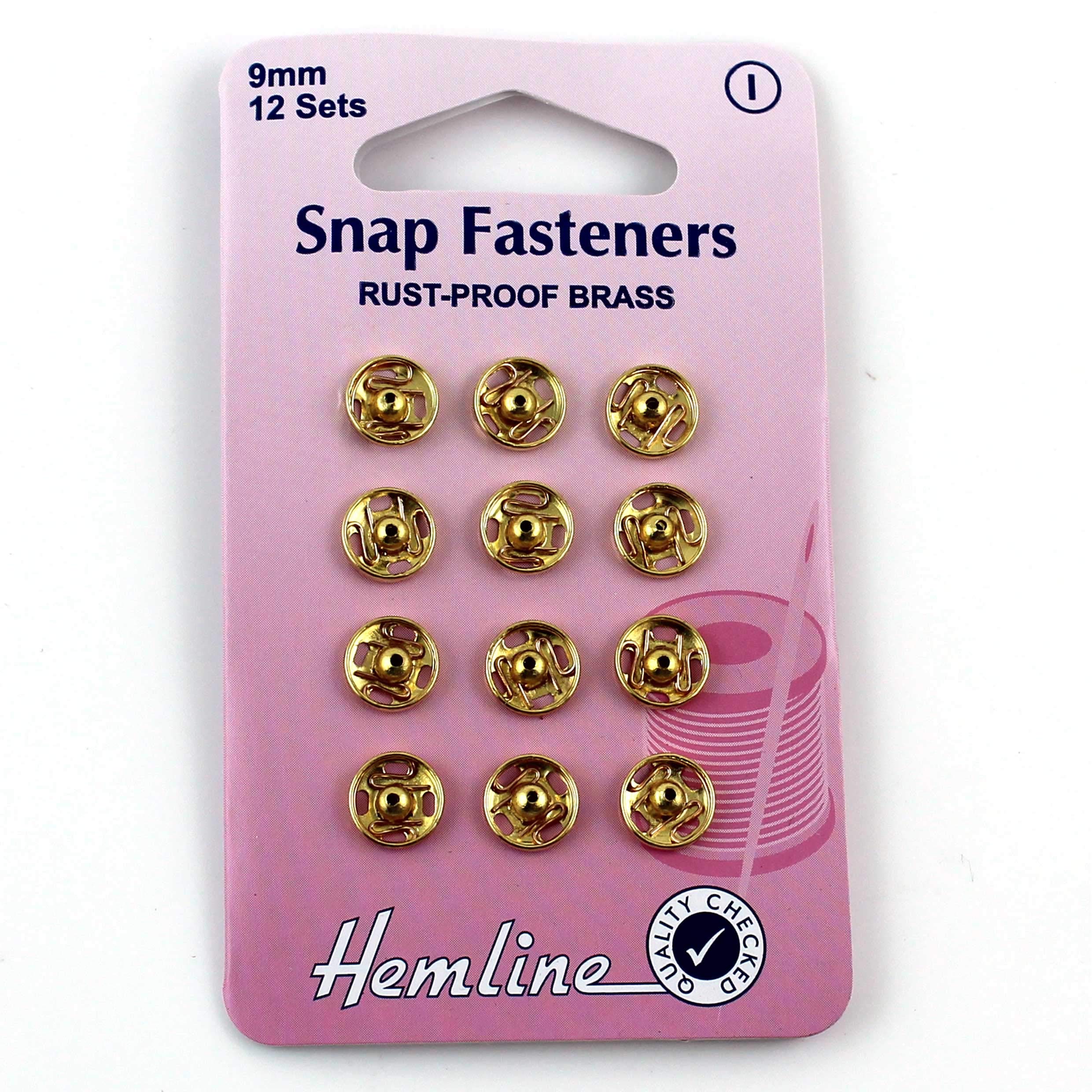 Hemline Gold Sew-On Snap Fasteners In (Various Sizes)