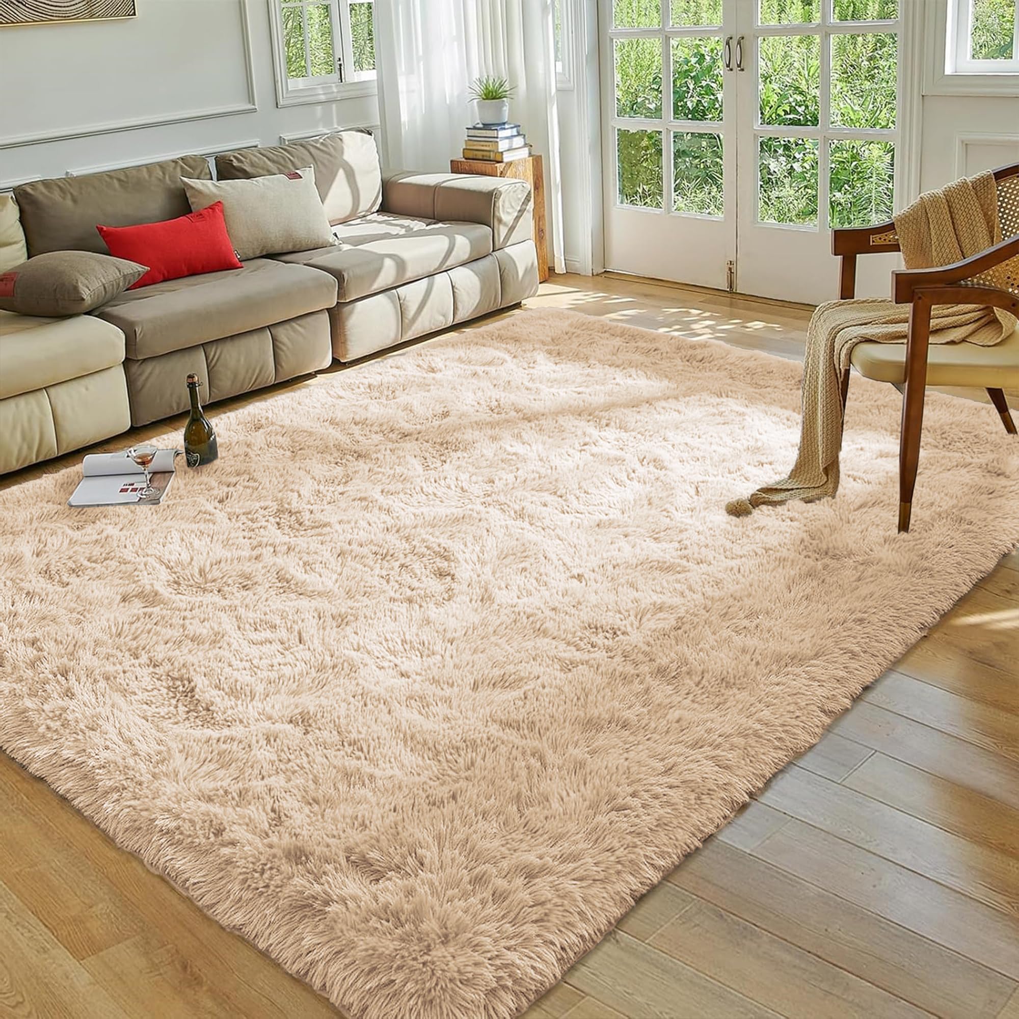 Tapis pour salon antidérapant et super doux grand velours sans peluche