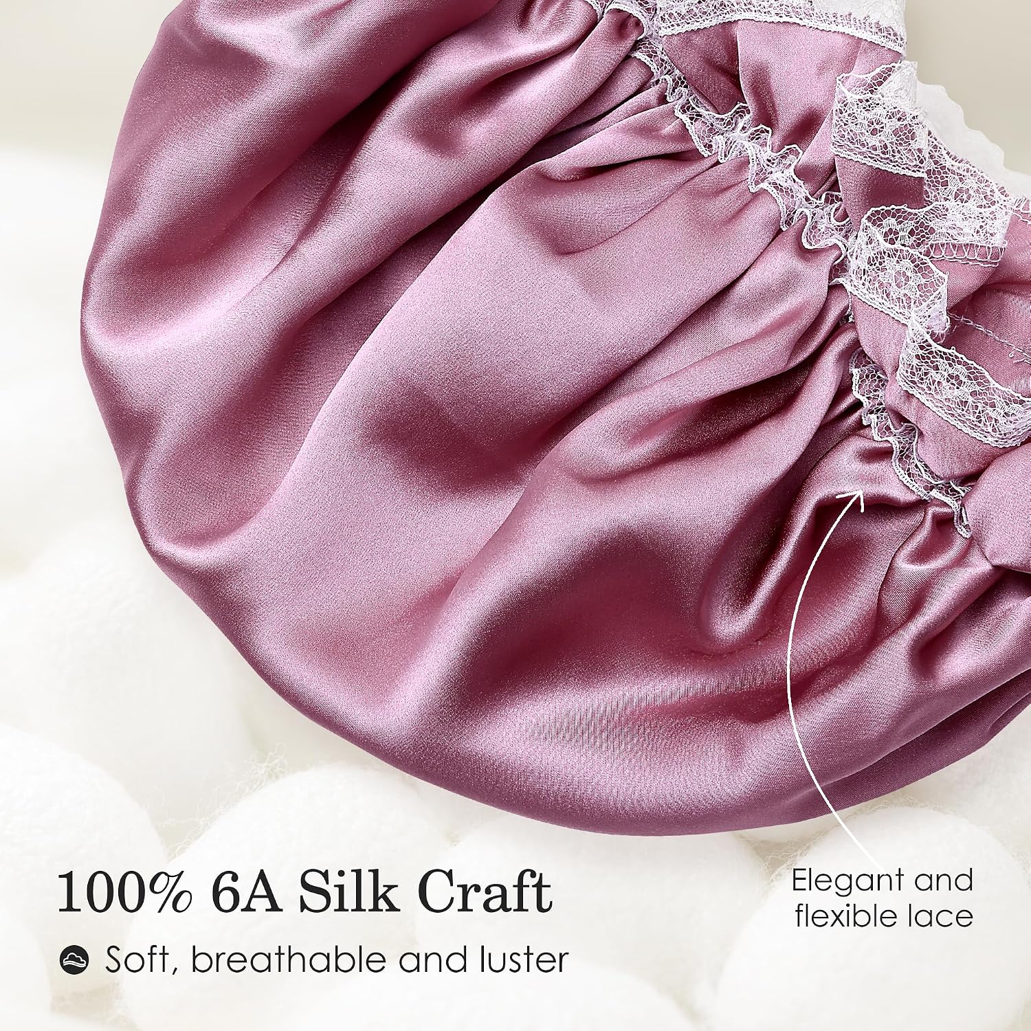 ZLYC Mulberry Silk Sleeping Bonnet for Women Hair Night Sleep Cap with Elastic Band, Solid Navy