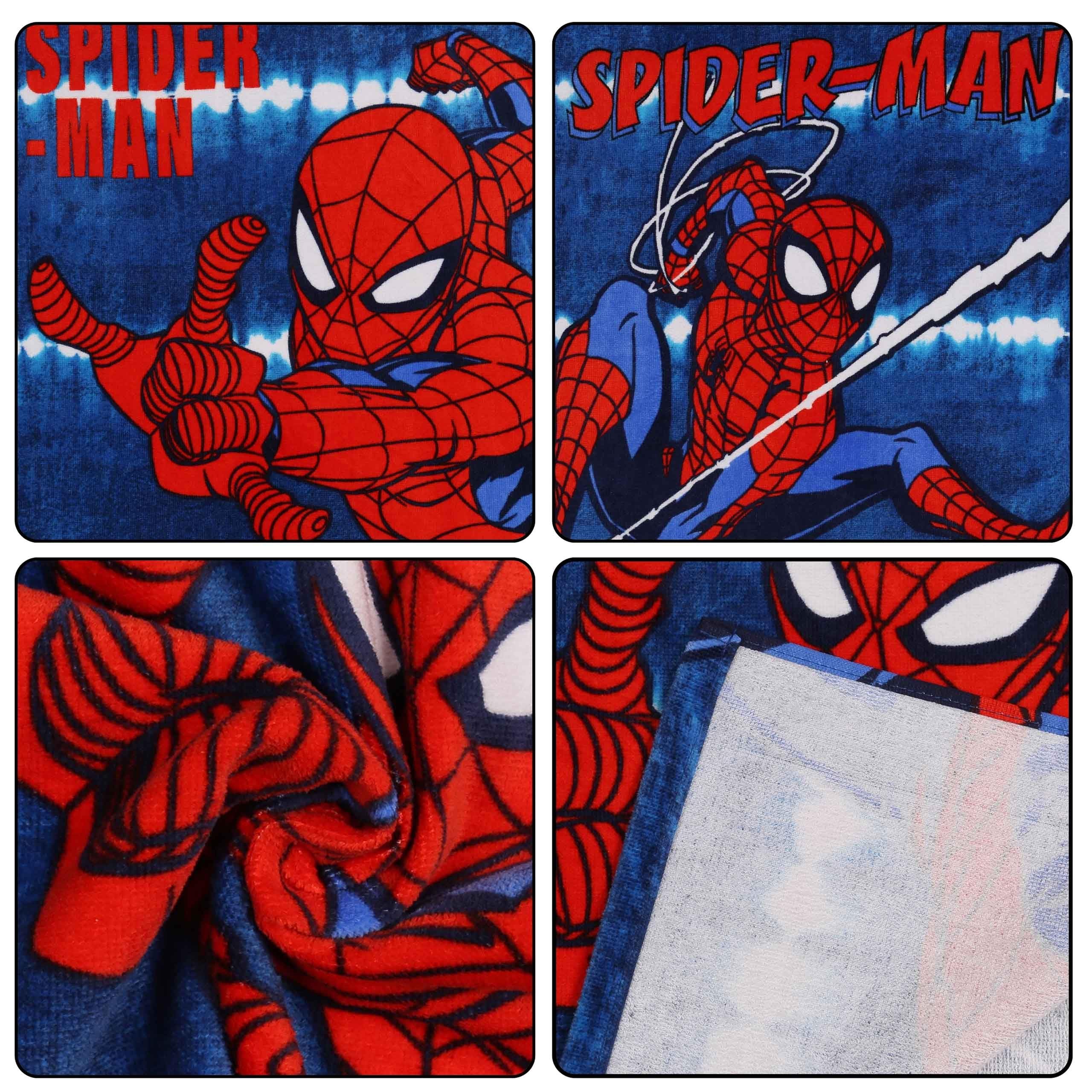 sarcia.eu Asciugamano da piscina, poncho con cappuccio ad asciugatura rapida per bambini da spiaggia, (Stitch, Minnie Mouse, Minecraft, Marvel) 100% cotone (MARVEL SpiderMan, S)