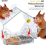 iBorn 2026 New Window Bird Feeders for Outdoors Wind-Proof Tray Lock,Cardinal Bird Feeder with Strong Suction Cups for Window Bird Watching, Chewproof PC, for Parent &Child