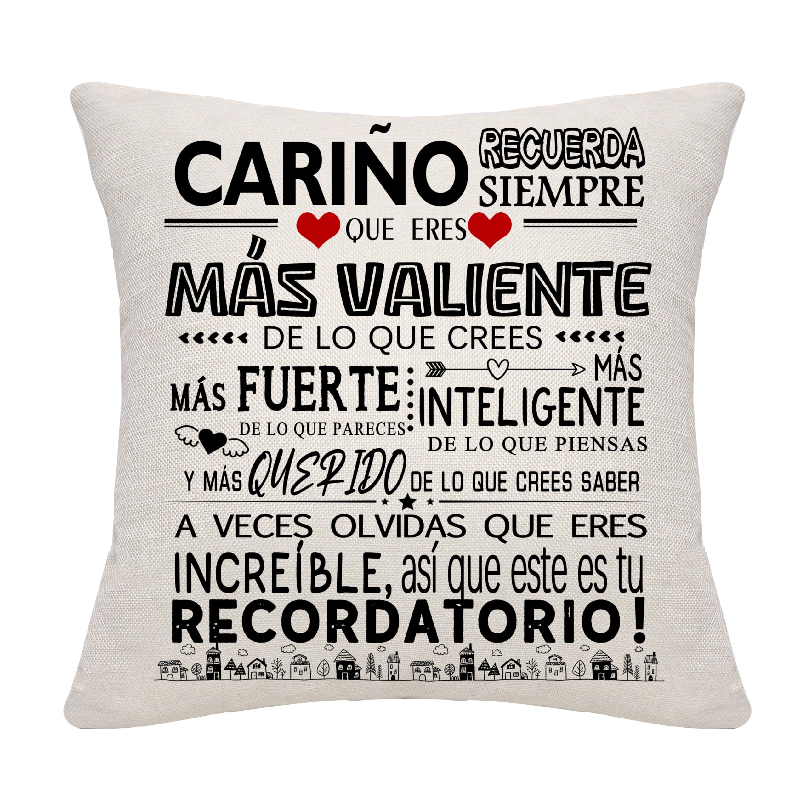 Bommex Querido Cariño Recuerda Siempre Que Eres más Valiente de lo Que Crees Regalo Inspirador Funda de Cojín para Novio Marido Regalo para Él Cumpleaños San Valentín (Querido cariño)