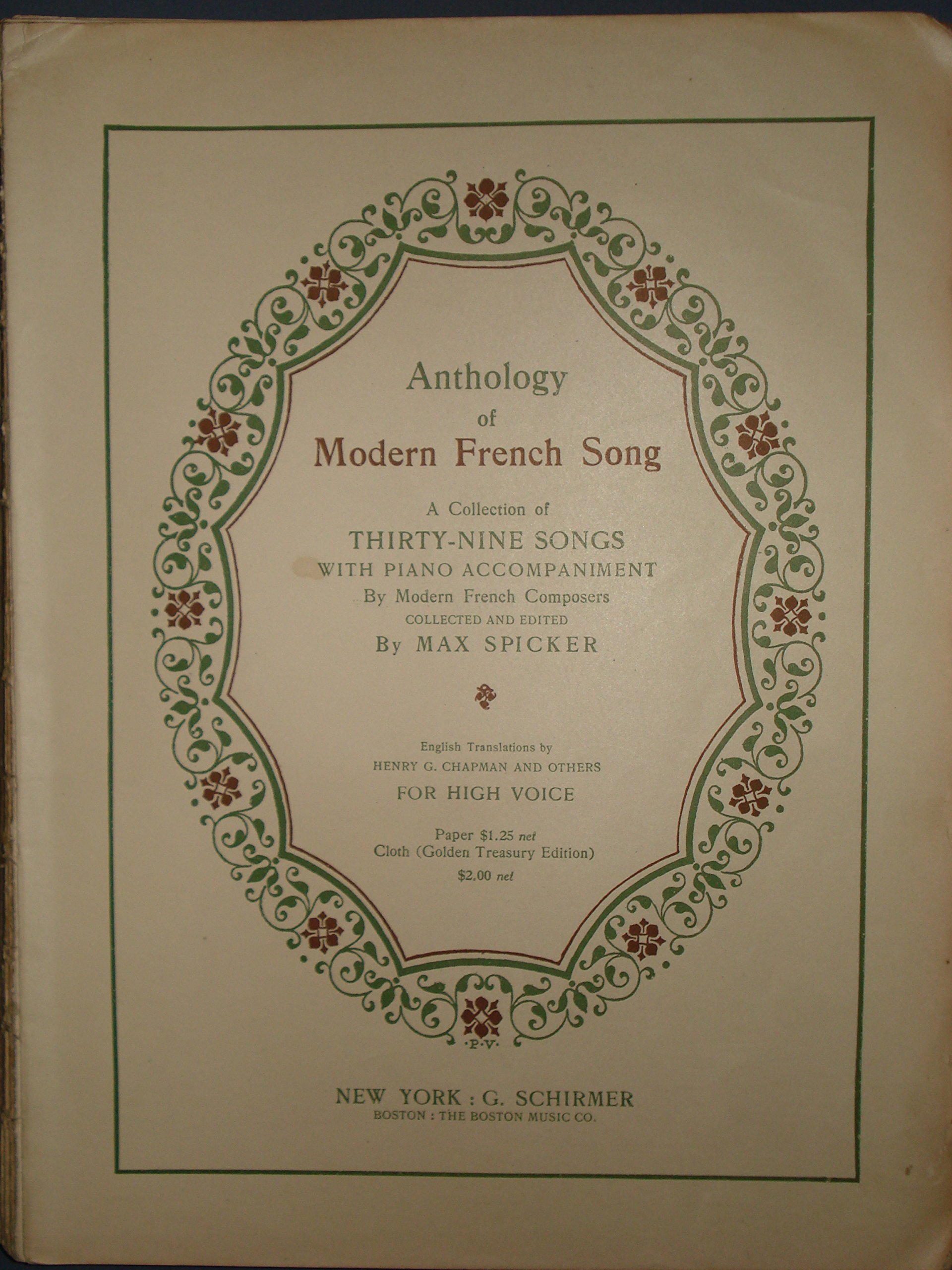 Anthology of Modern French Song (39 Songs): High Voice