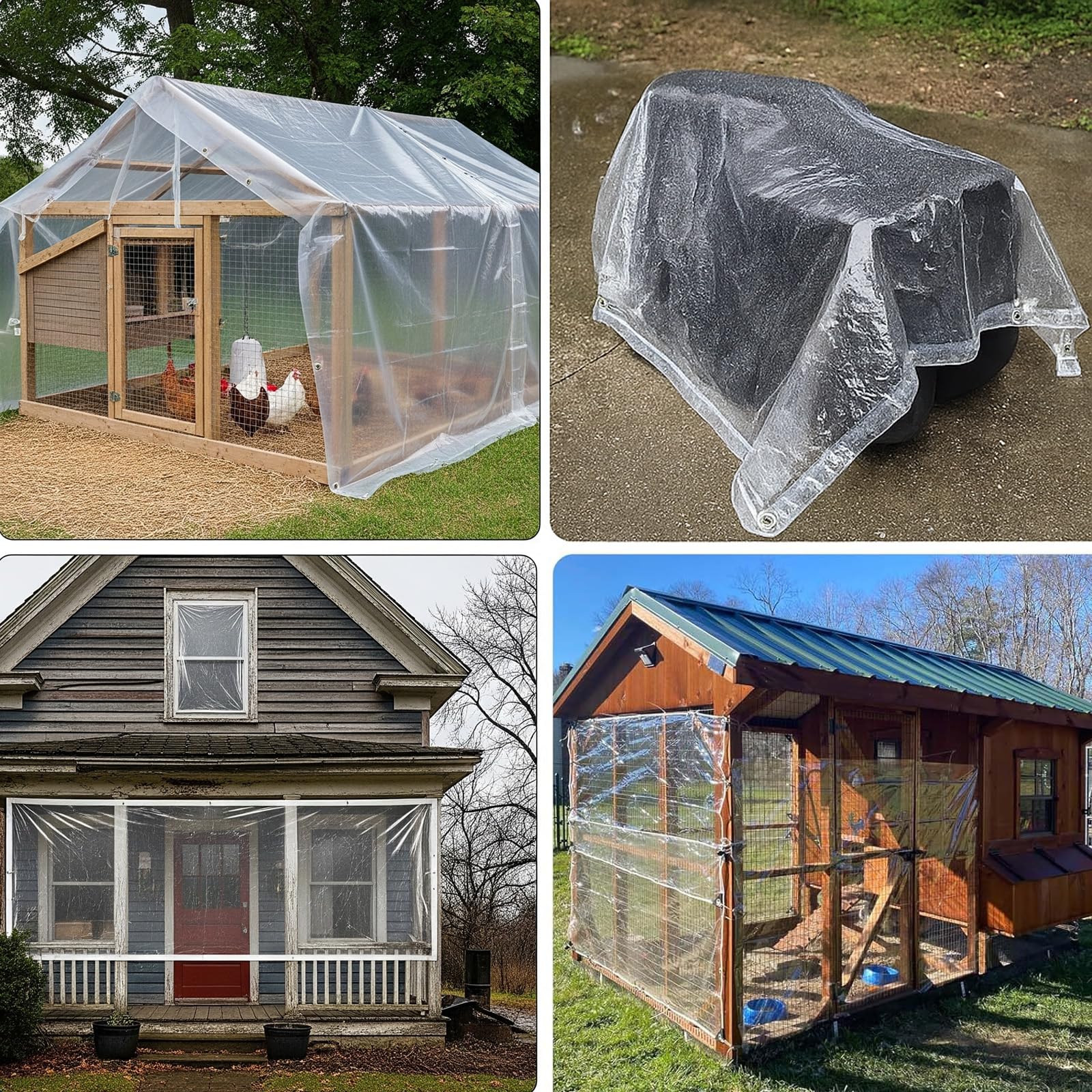 Plane Transparent Wasserdicht mit Ösen, 0,39mm Stark 2x3m PVC Abdeckplane, Außenbereich Wetterfeste Klarsichtfolie für Gartenmöbel Gewächshaus Carport Vordach Camping Balkon