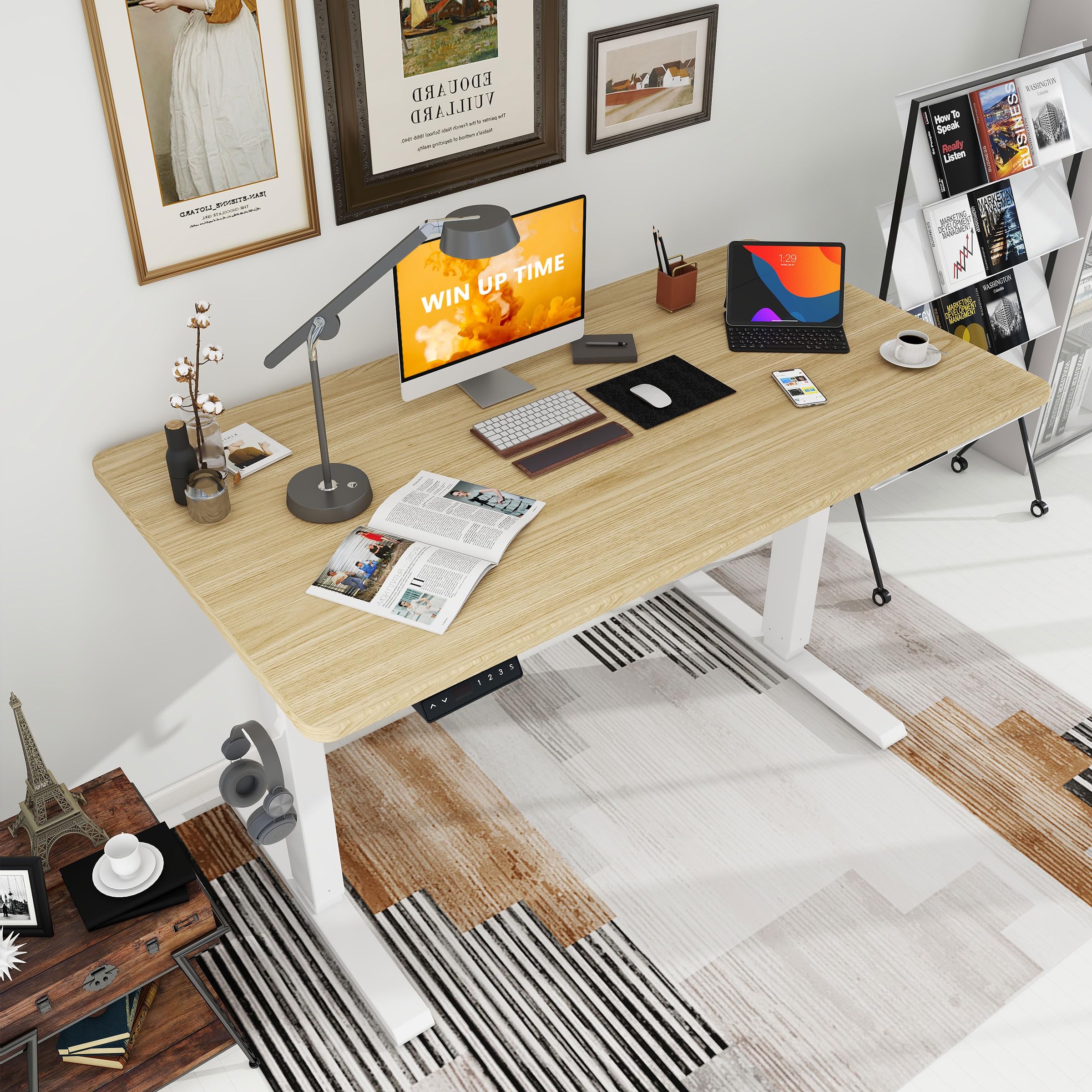 Whole Piece Standing Desk, 48 x 24 in, Electric, 176 lbs Capacity, Adjustable Height Desk for Home & Office