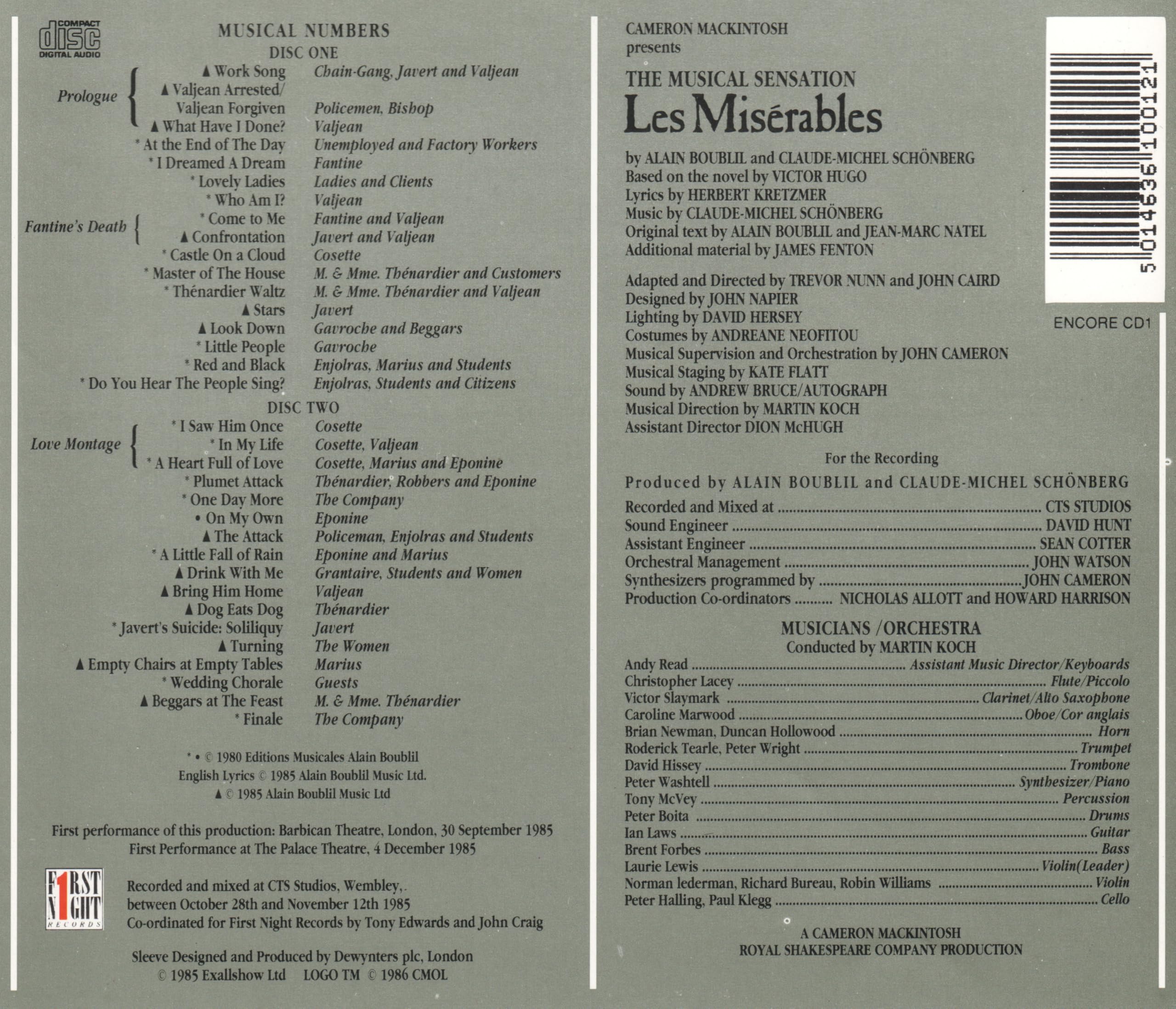 Les Misérables (Original London Cast, Gesamtaufnahme)
