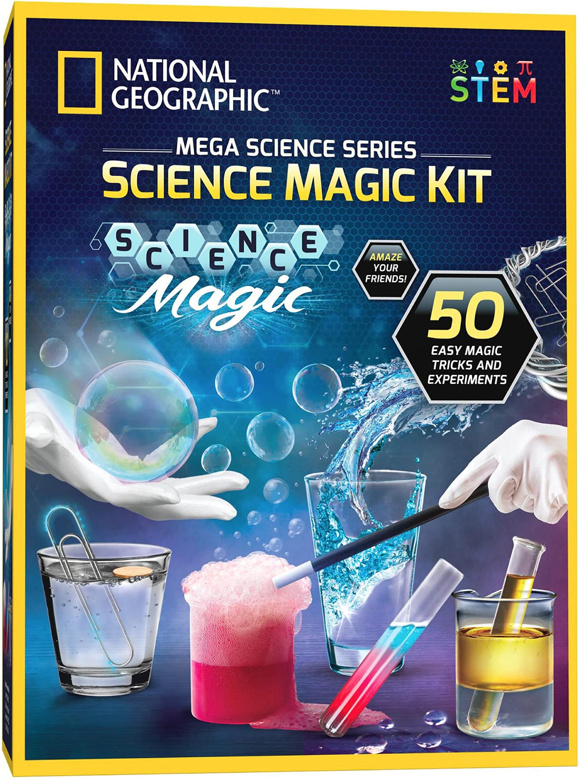 Science Magic Kit - Science Kit for Kids with 50 Unique Experiments and Magic Tricks, Chemistry Set and STEM Project, A Great Gift for Boys and Girls