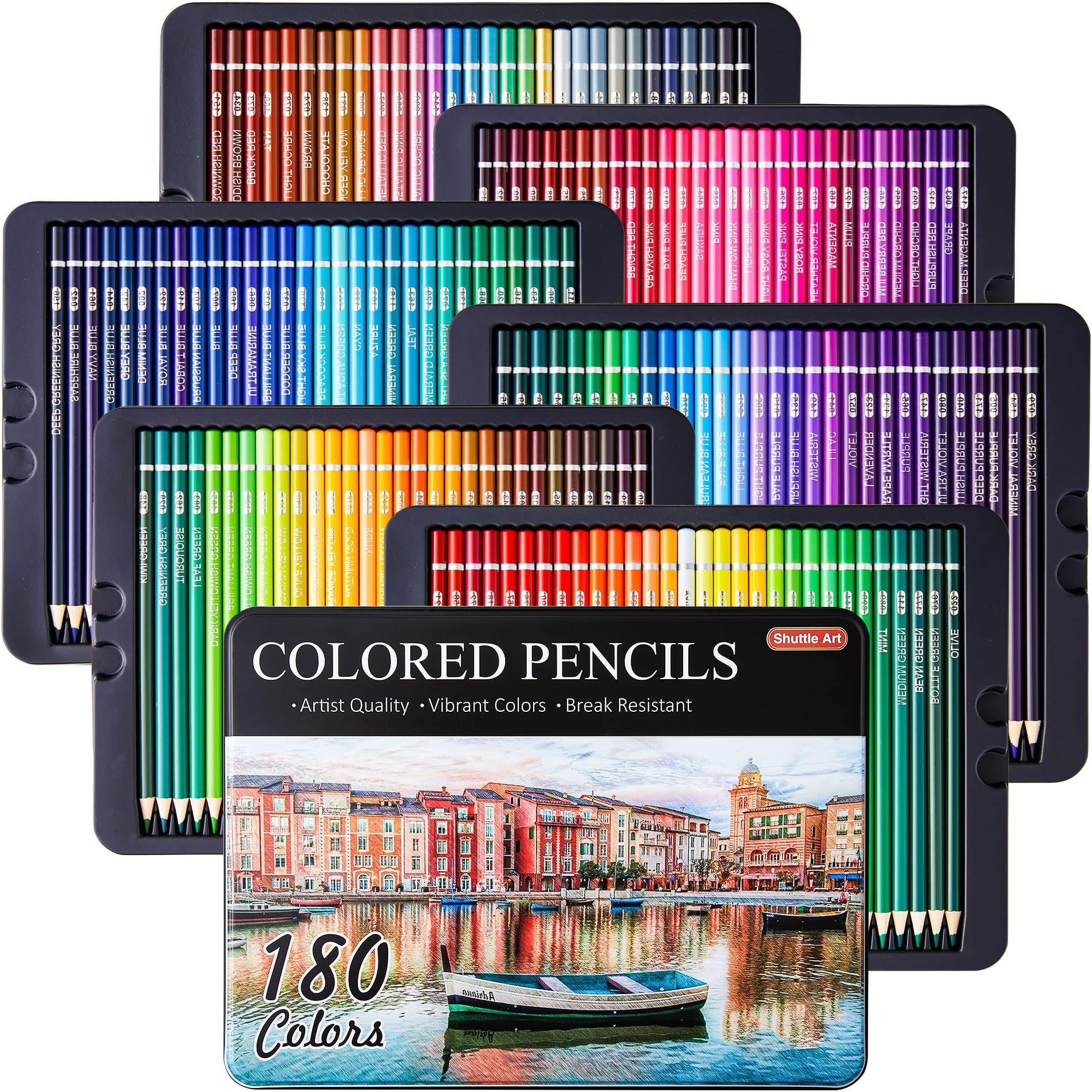 Laconile Colouring Pencils,120 Brutfuner Square Barrels Coloured