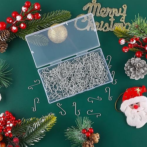 Miniatura 22 de 240 ganchos de alambre de metal para adornos de Navidad, ganchos en forma de S con caja de almacenamiento para ganchos de adornos para árbol de plata