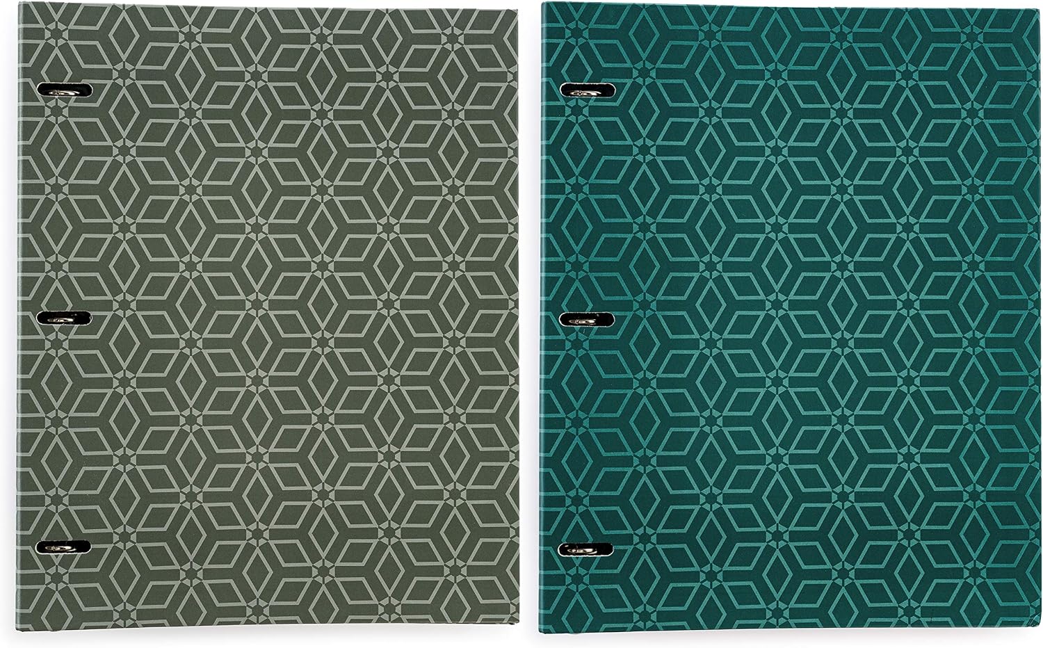 Amazon Basics 3/4 Inch 3-Ring Binder Holds 100 Loose-Leaf Paper Sheets 10.5” X 8” or 11” X 8.5”, Starlike Design in Forest Green and Sand Colors – 2-Pack