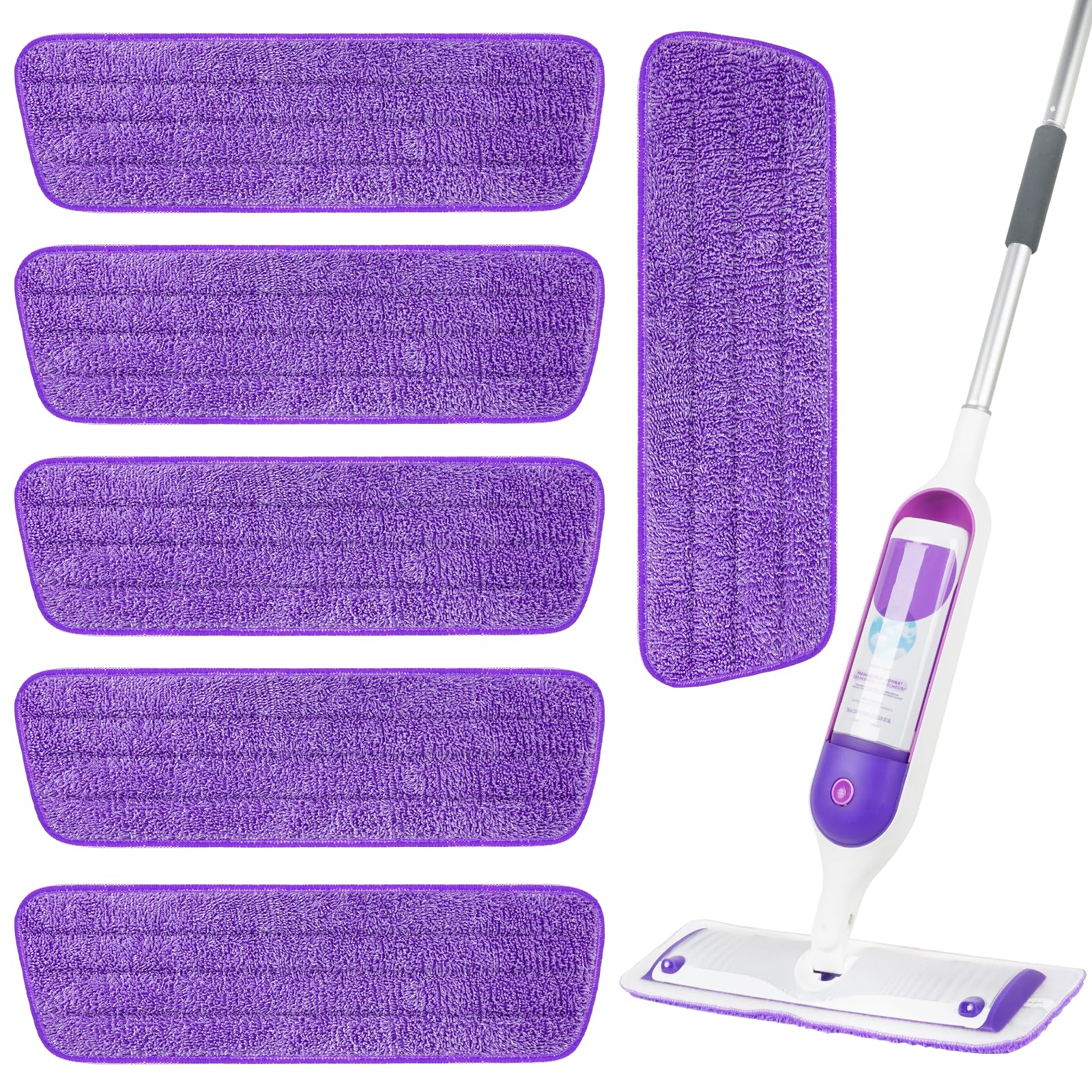 6 Pack Reusable Microfiber Mop Pads for Swiffer PowerMop, Power Mop Refill Pads for 13''-16'' Spray, Machine Washable Power Pads Replacement for All