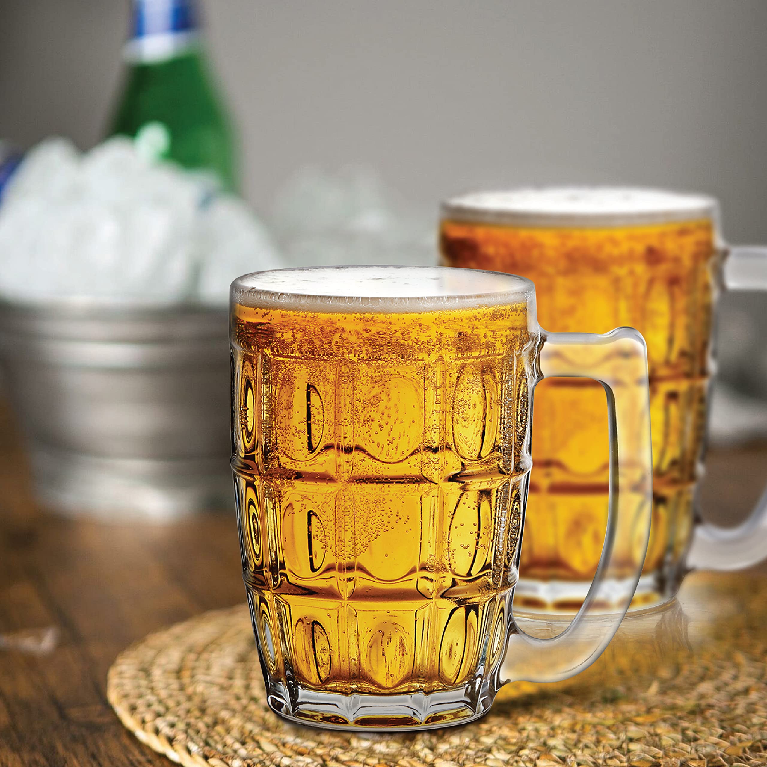 CELLO Executive Beer Mug with Handle | Glasses for Beer, Juice | Scratch Resistant & Easy to Clean | Dishwasher Safe Mug | Transparent | Set of 2, 375ml-image-15
