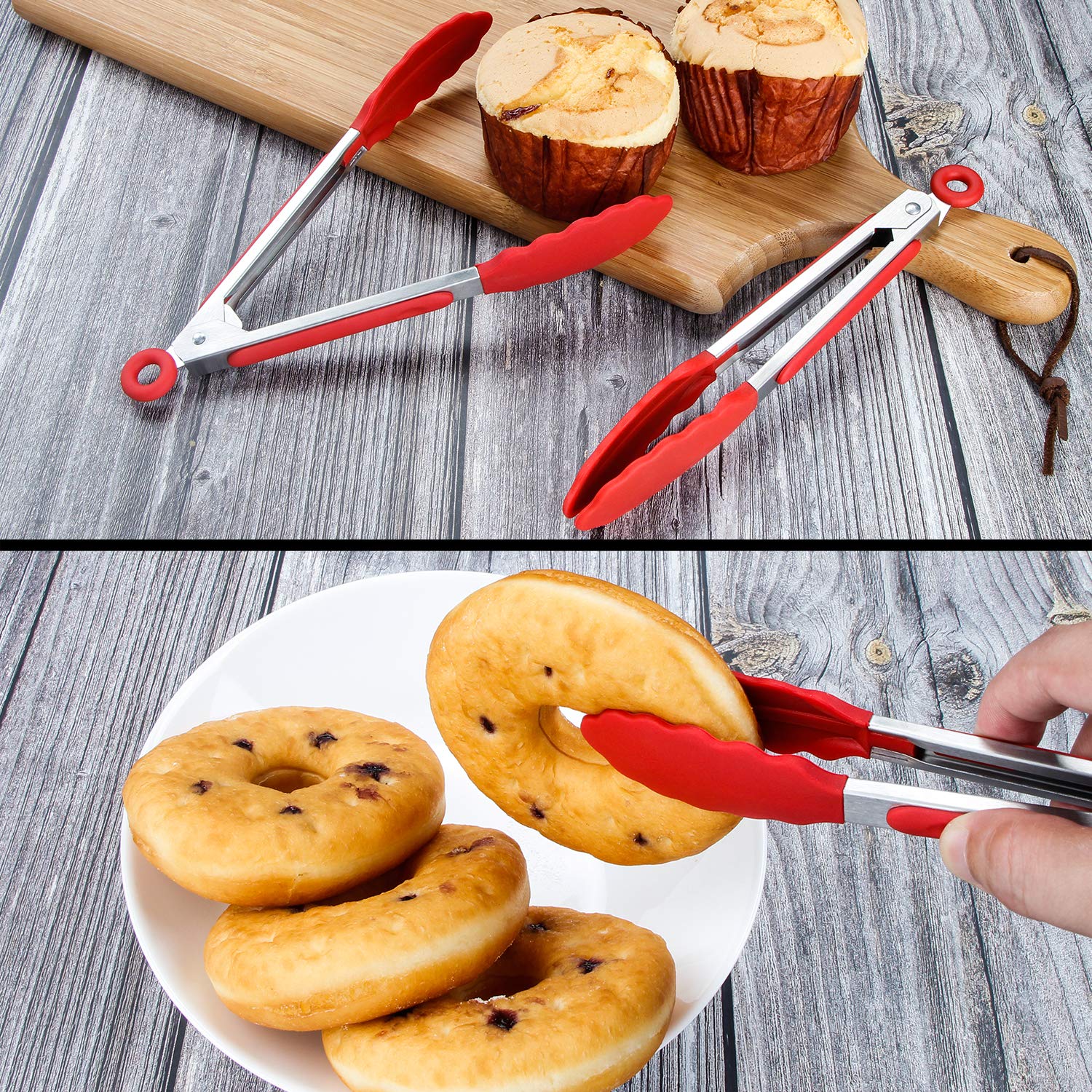 Set Di 4 Pinze Da Cucina In Acciaio Inossidabile, 7 Pollici, Antiscivolo, Per Barbecue, Insalate E Cottura