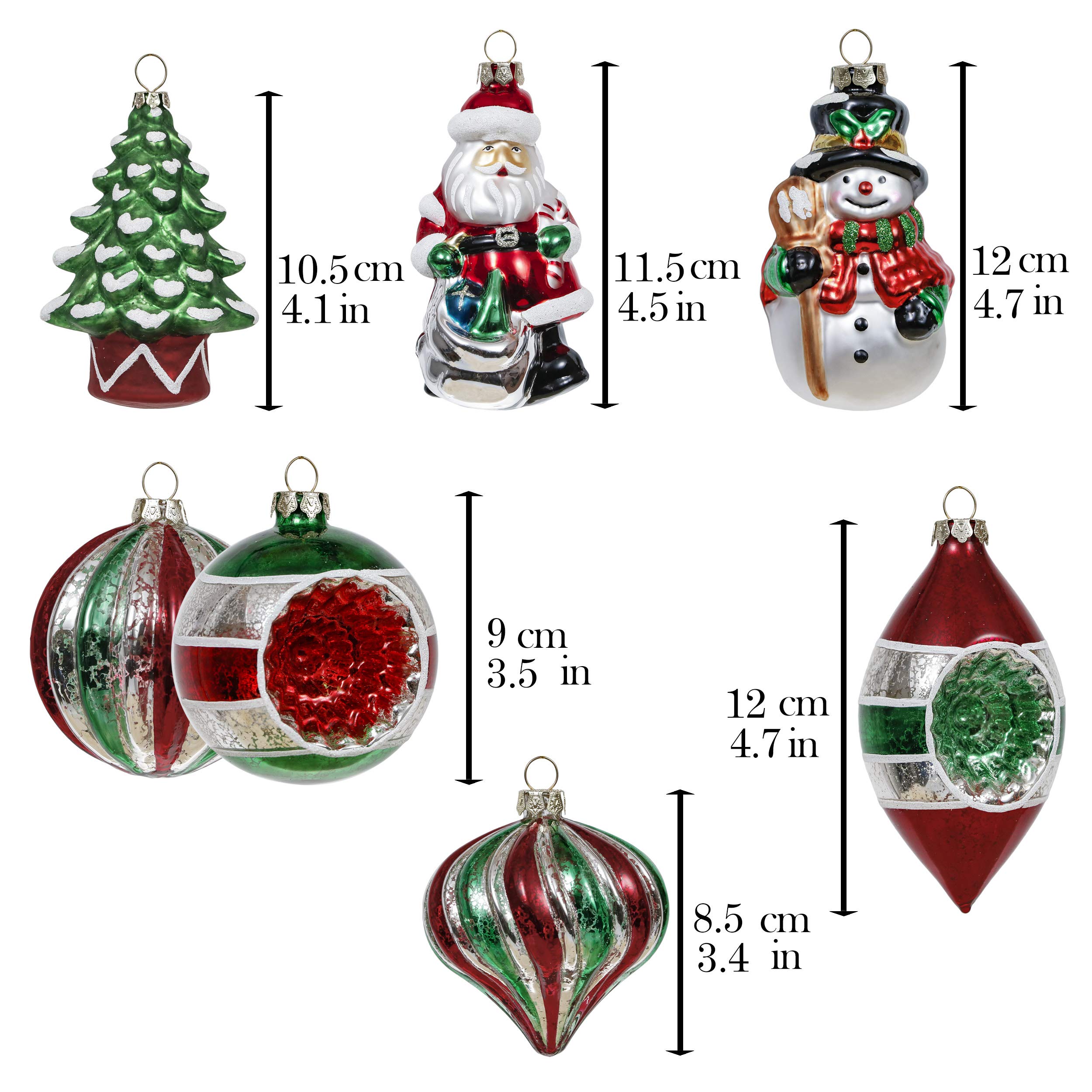 Valery Madelyn Lot de 10 Boules de Noël joyeuses en Verre avec Jupe d'arbre - Rouge/Vert/Blanc