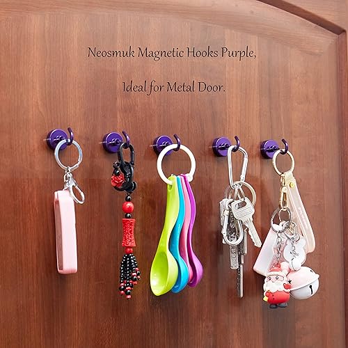 Vista 162 de NEOSMUK - Ganchos magnéticos de alta resistencia con imanes extrafuertes para colgar en refrigerador, crucero, cabinas o parrilla, color blanco