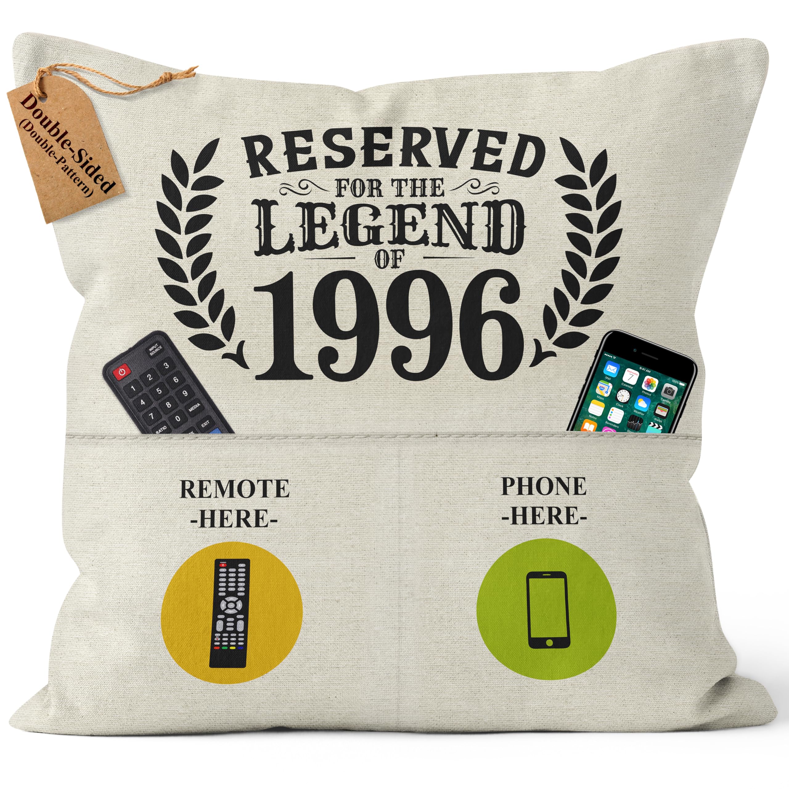 CROWNLY® 1996 30th Birthday Gifts for Women and Men Personalised Pillow Case Cushion Cover Daughter Gifts Mum Birthday Gift Home Decoration 30th Decorations Funny Unusual Gift
