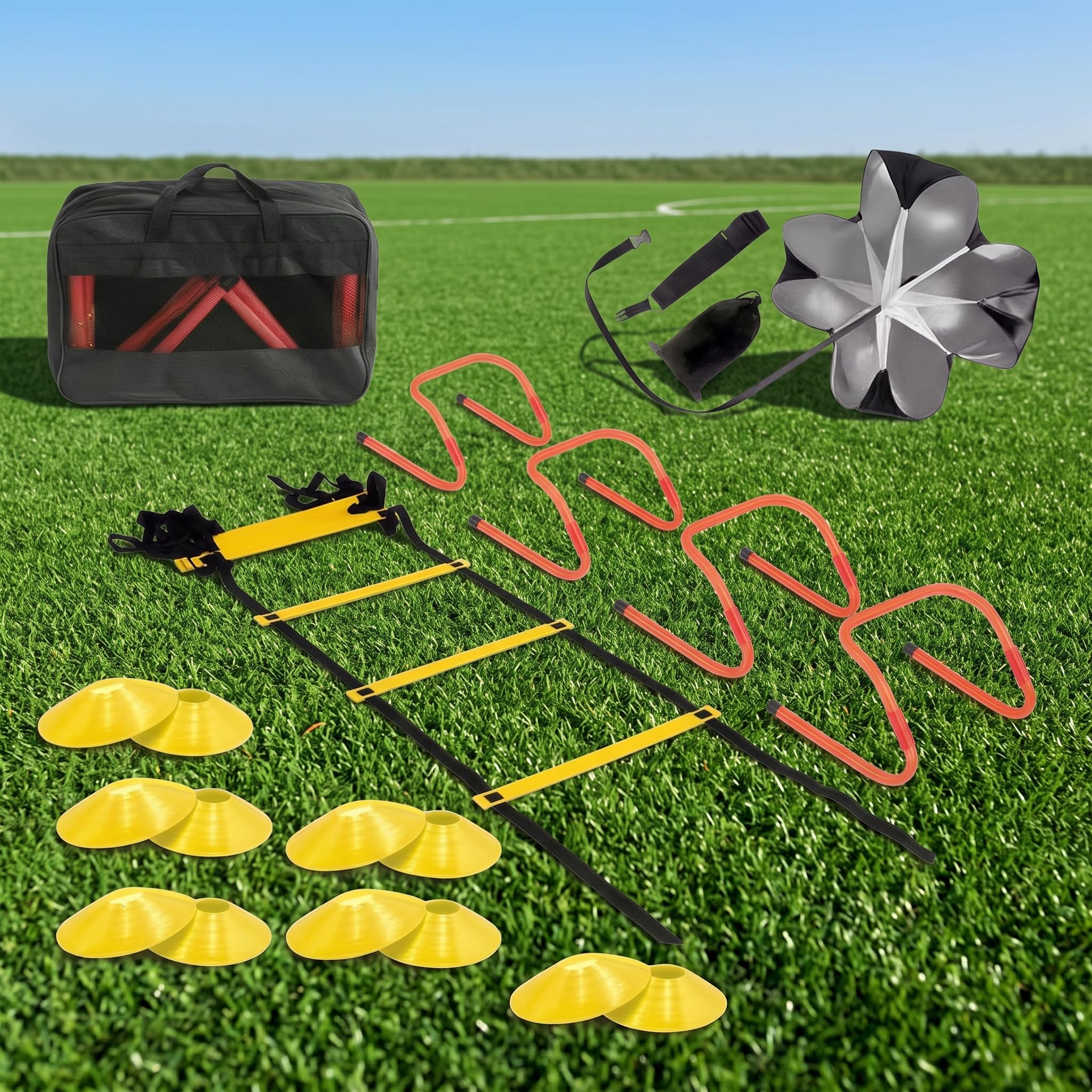 Homyl Set Agilità Calcio Allenamento, Set Portatile con Ostacoli Sportivi, per ragazzi, Set da 5 pezzi PLUS