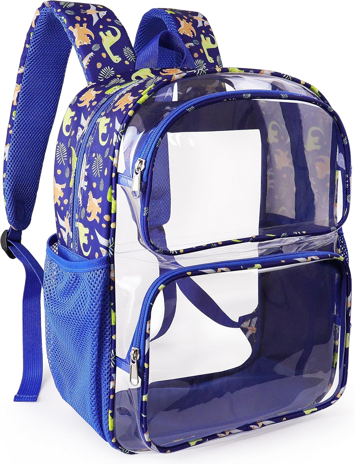 Clear Backpack,16'' Clear Backpack for Boys Heavy Duty School Backpacks See Through Bookbag for Kids 4 to 8,Blue Dinosaur,