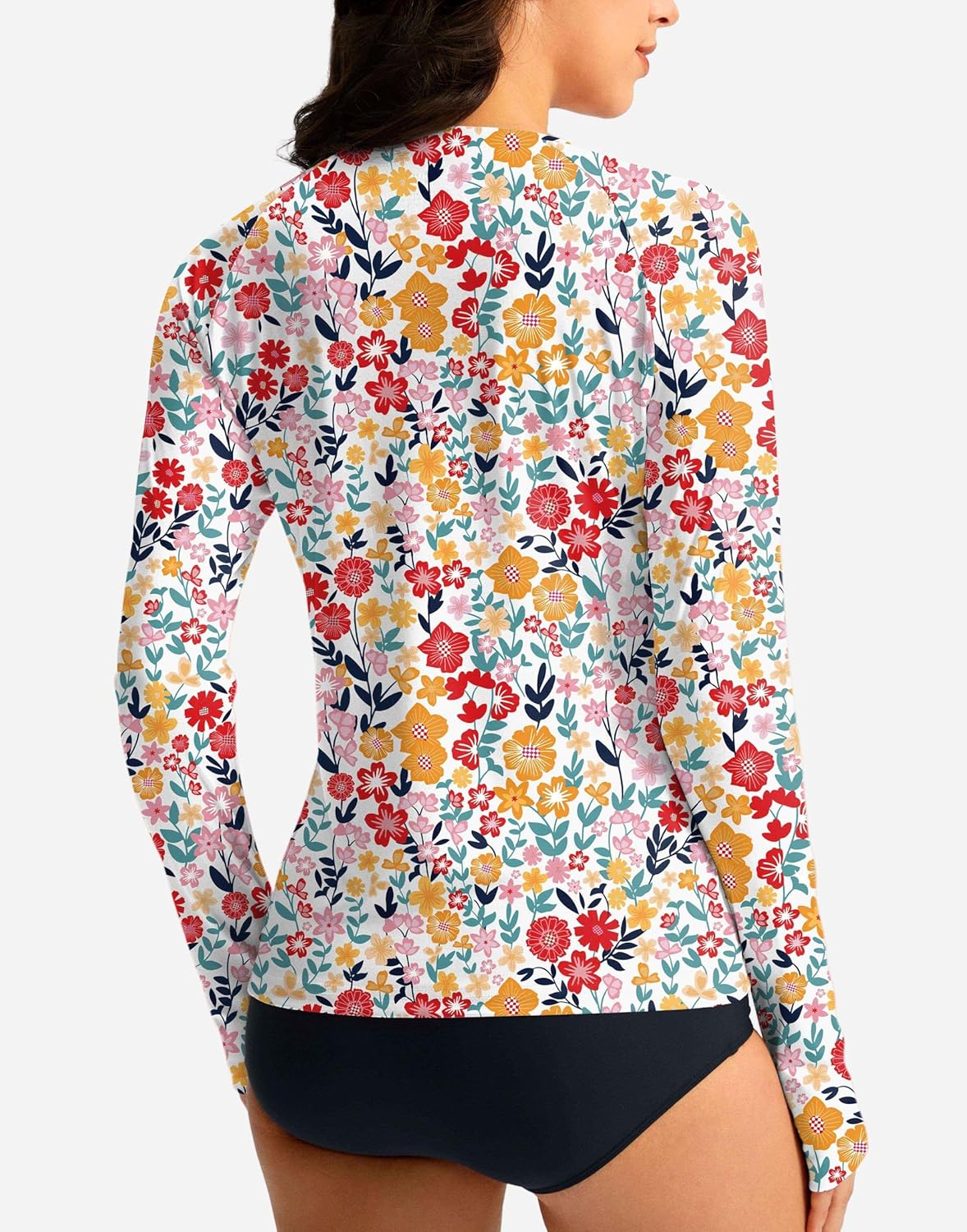 SANTINY Women's Rash Guard UPF50+ SPF Long Sleeve Swimsuits Top UV Sun Protection Swim Shirts for Woman with Zip - Image 2