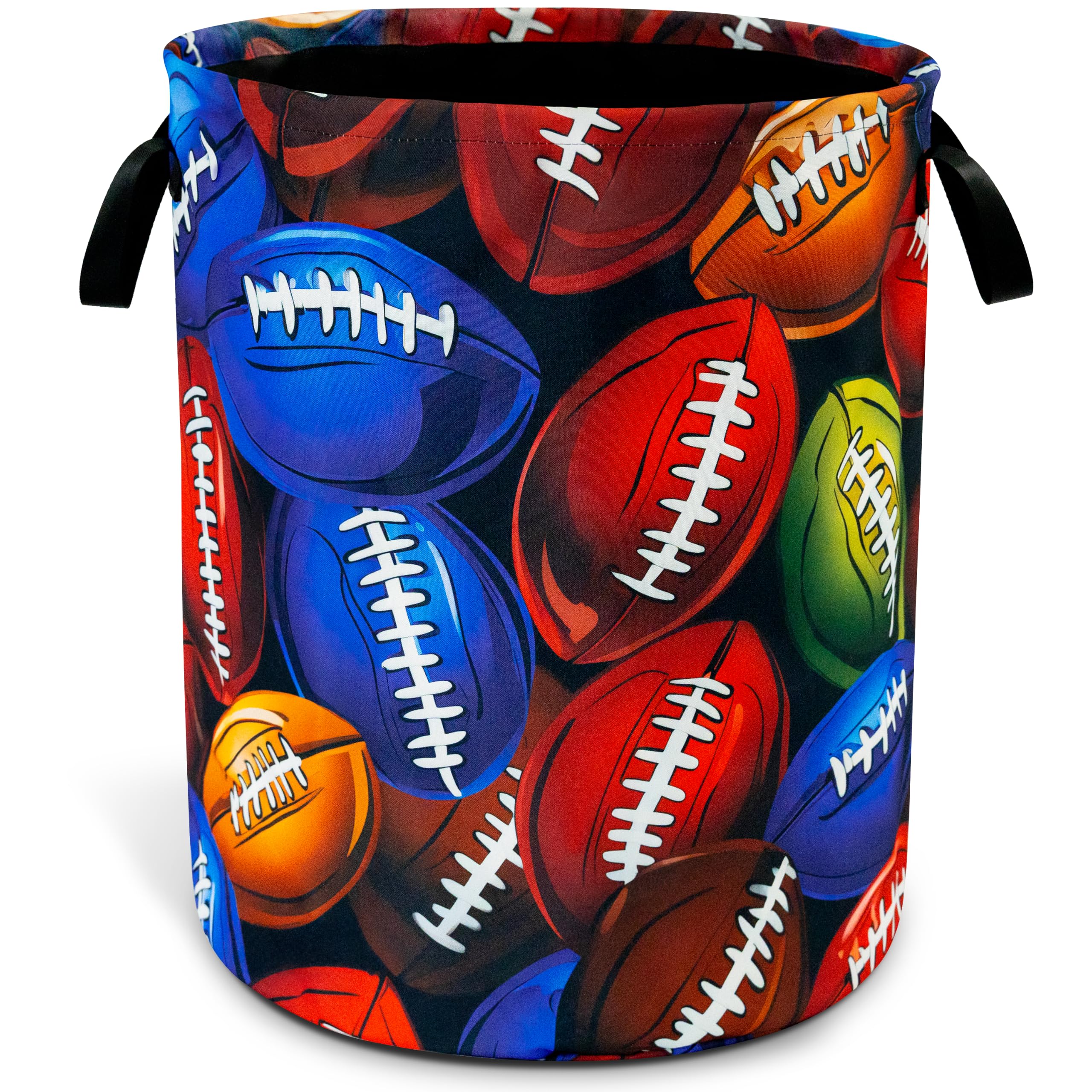 Football Laundry Basket Foldable Oxford Cloth Ball Hamper 18.9 x 16.5 Inch