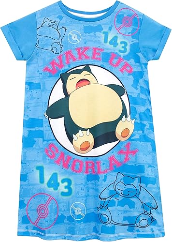Pokemon Camisón Snorlax para niña que brilla en la oscuridad, Multi colorido
