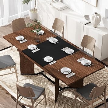 Extendable Dining Table for 4-6-8-10,55inch-82inch Long Rectangle Kitchen Table,Expandable Dining Room Table with Removable Extension Leaf,Wood Space Saving Dinner Table for Home Kitchen