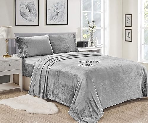 Décor&More Luxury Elegance - Juego de sábanas de microfelpa de terciopelo extra suave, 3 piezas, tamaño Queen, color burdeos