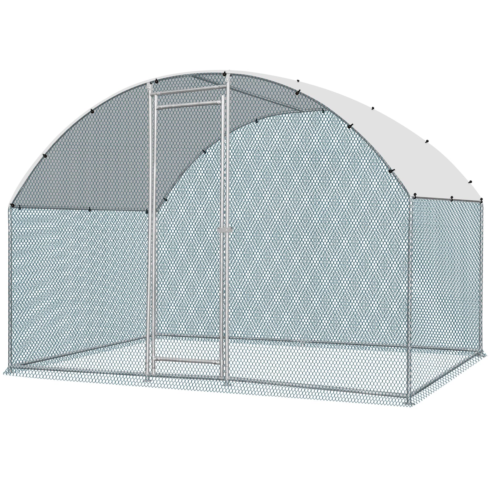 VINGLI Large Metal Chicken Coop, Spacious Chickens Poultry Cage with Waterproof & Anti-UV Cover, Walk-in Chicken Pen Outdoor (6.5 x 9.8 x 6.5 ft)