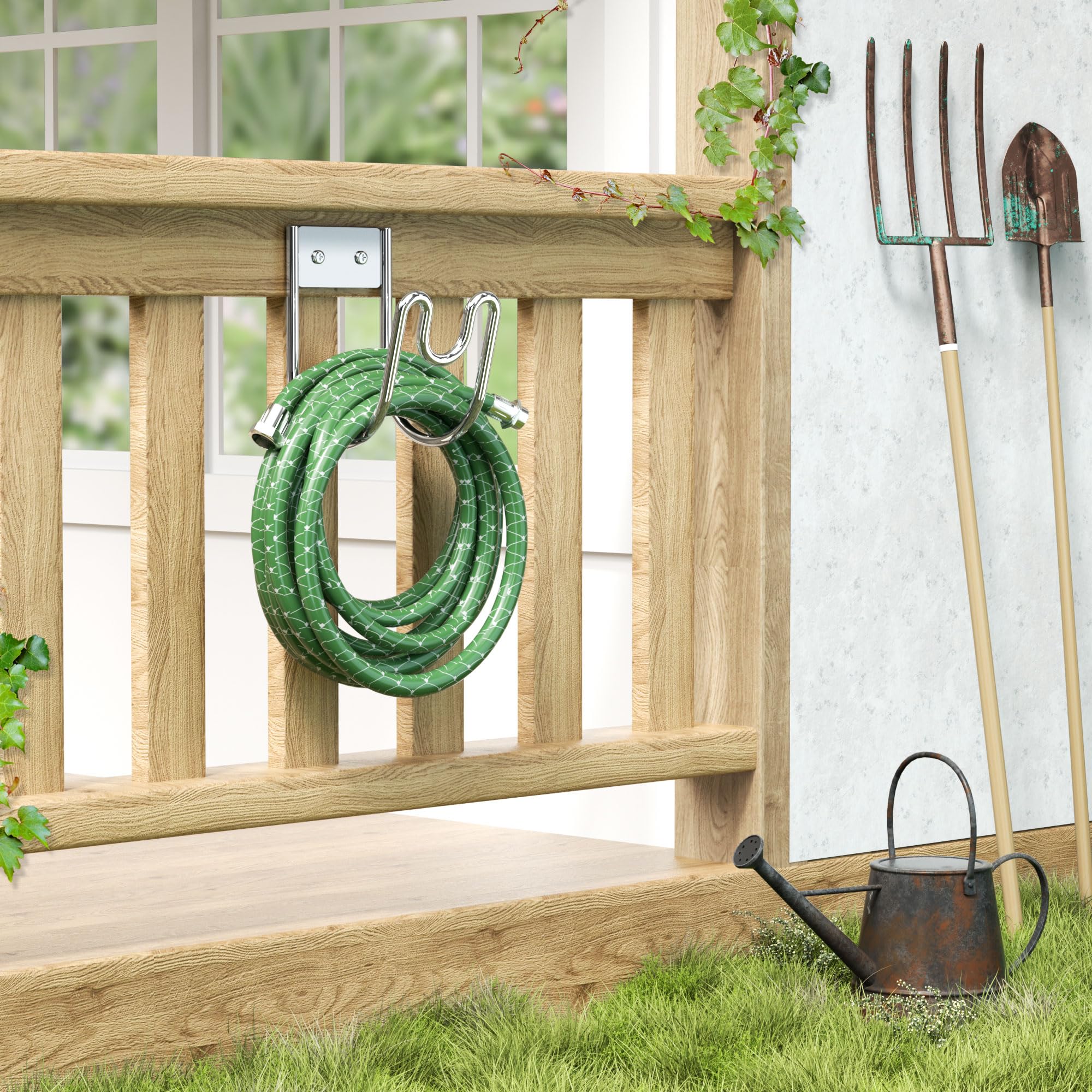 Support de Tuyau en Acier Inoxydable 304 : Support Mural pour Tuyau d’Arrosage – Porte-Tuyau pour Tuyau d’Eau, Rallonge Électrique et Tuyau d’Aspirateur | 1 Pièce
