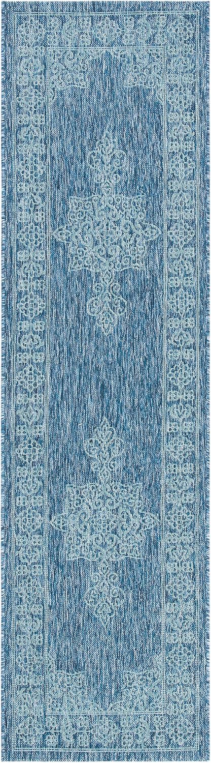 SAFAVIEH Courtyard Collection 2フィート3インチ x 6フィート7インチ ネイビー/アイボリー CY8