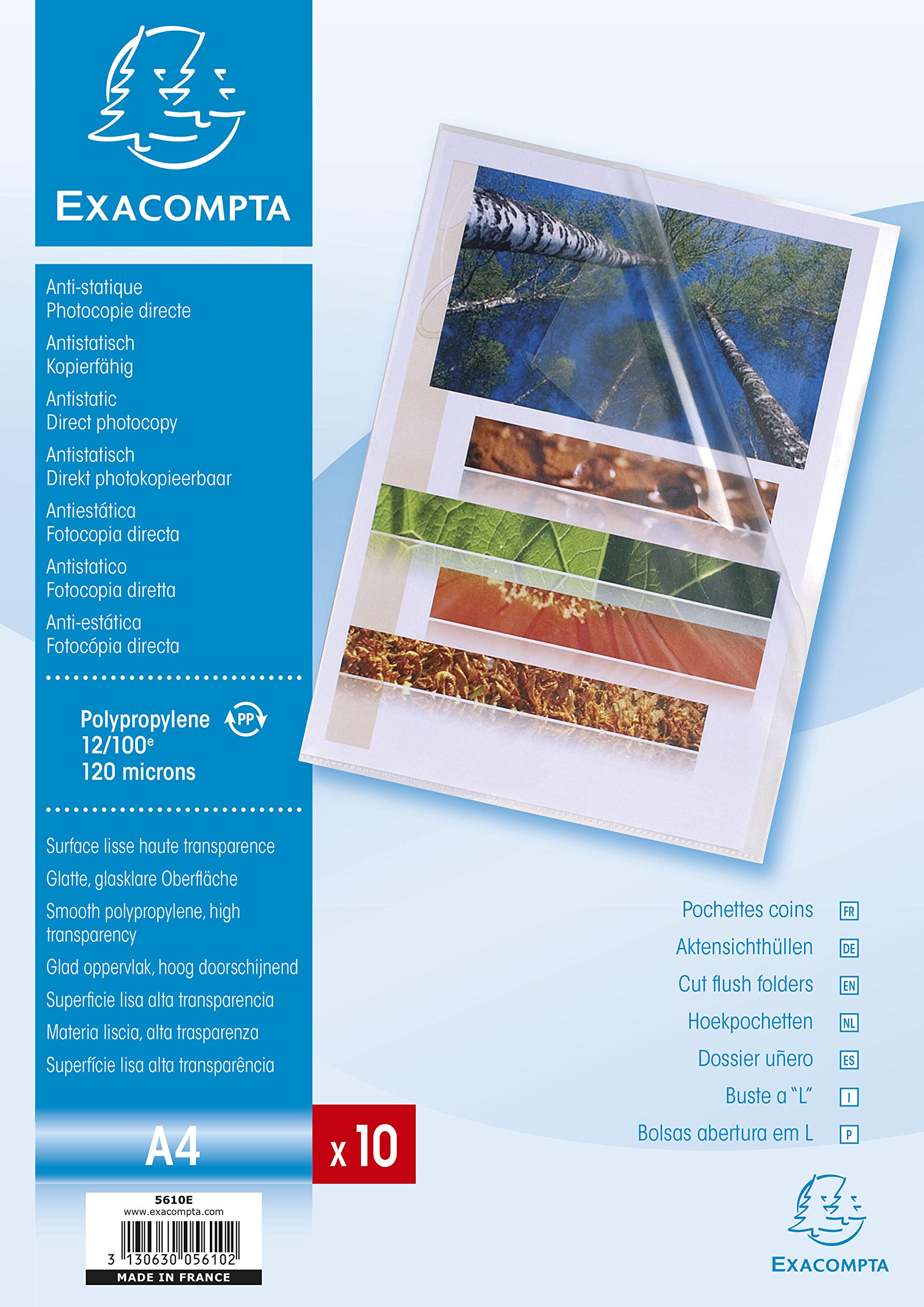 Exacompta Cut Flush Folders A4 Transparent Polypropylene 120 Microns Pack Of 10