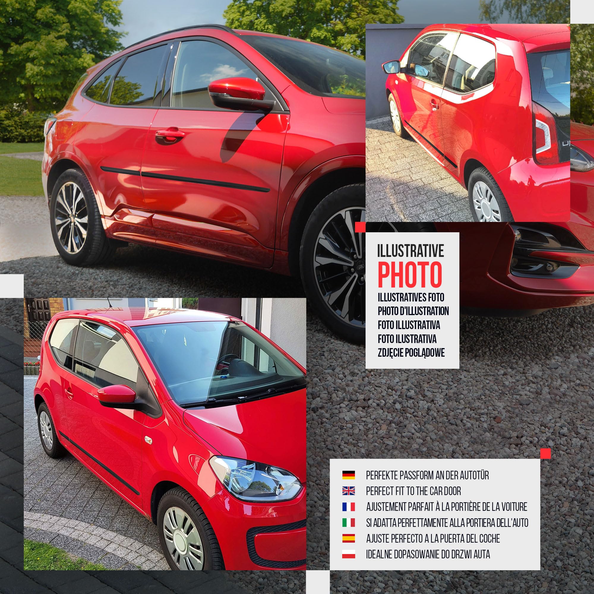 CHROMEMASTER | Modanature Laterali | Compatibile con Alfa Romeo Mito Hatchback 2008-2019 | Plastica Le Modanature Laterali Proteggono la Vernice Della Portiera Dell'auto da Graffi e Danni