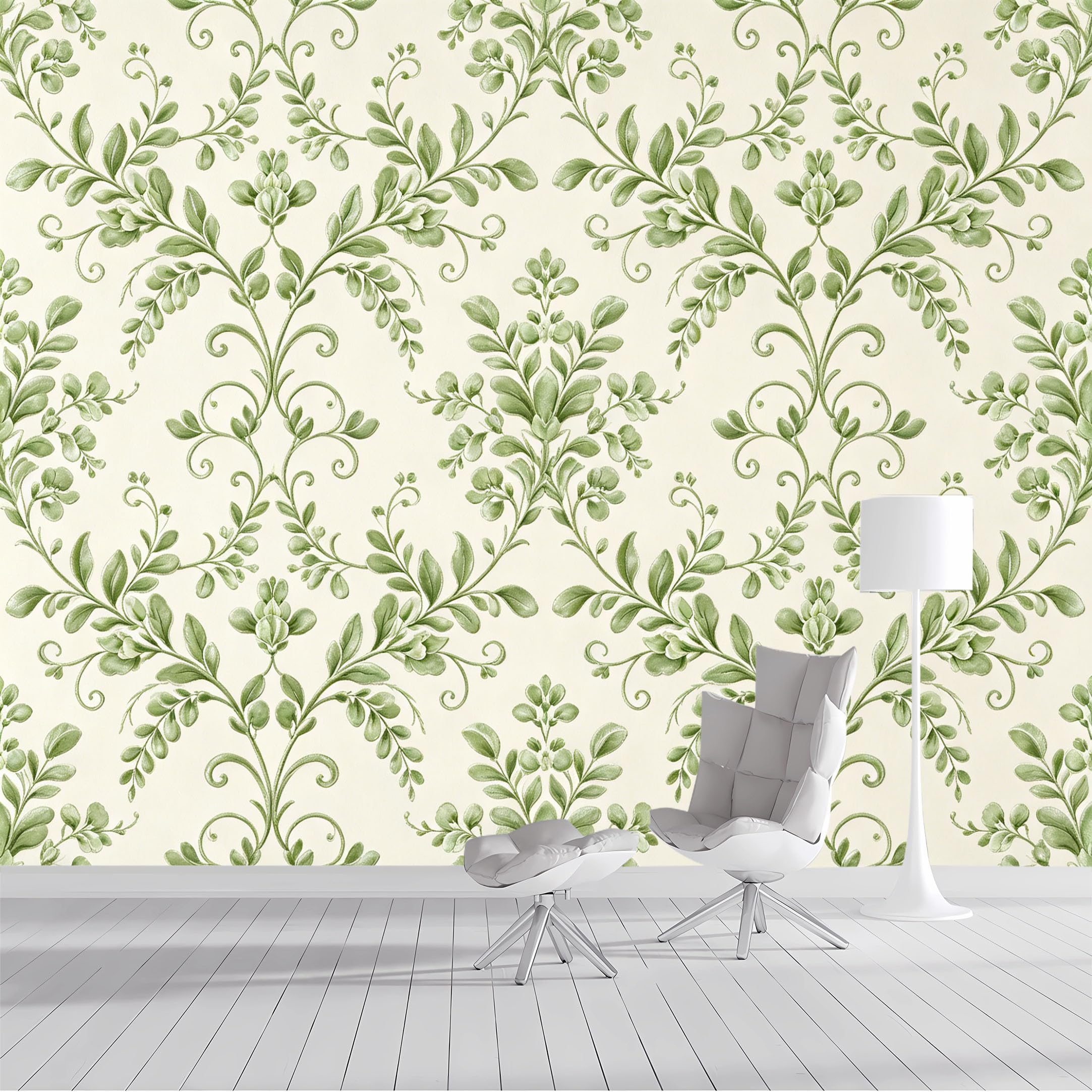 Custom Size Wall Mural Delicate Floral Botanical Vines Watercolor SelfAdhesive Wall Fabric Removable Peel and Stick Wallpaper Wall Decor for Living Room Bedroom Bathroom