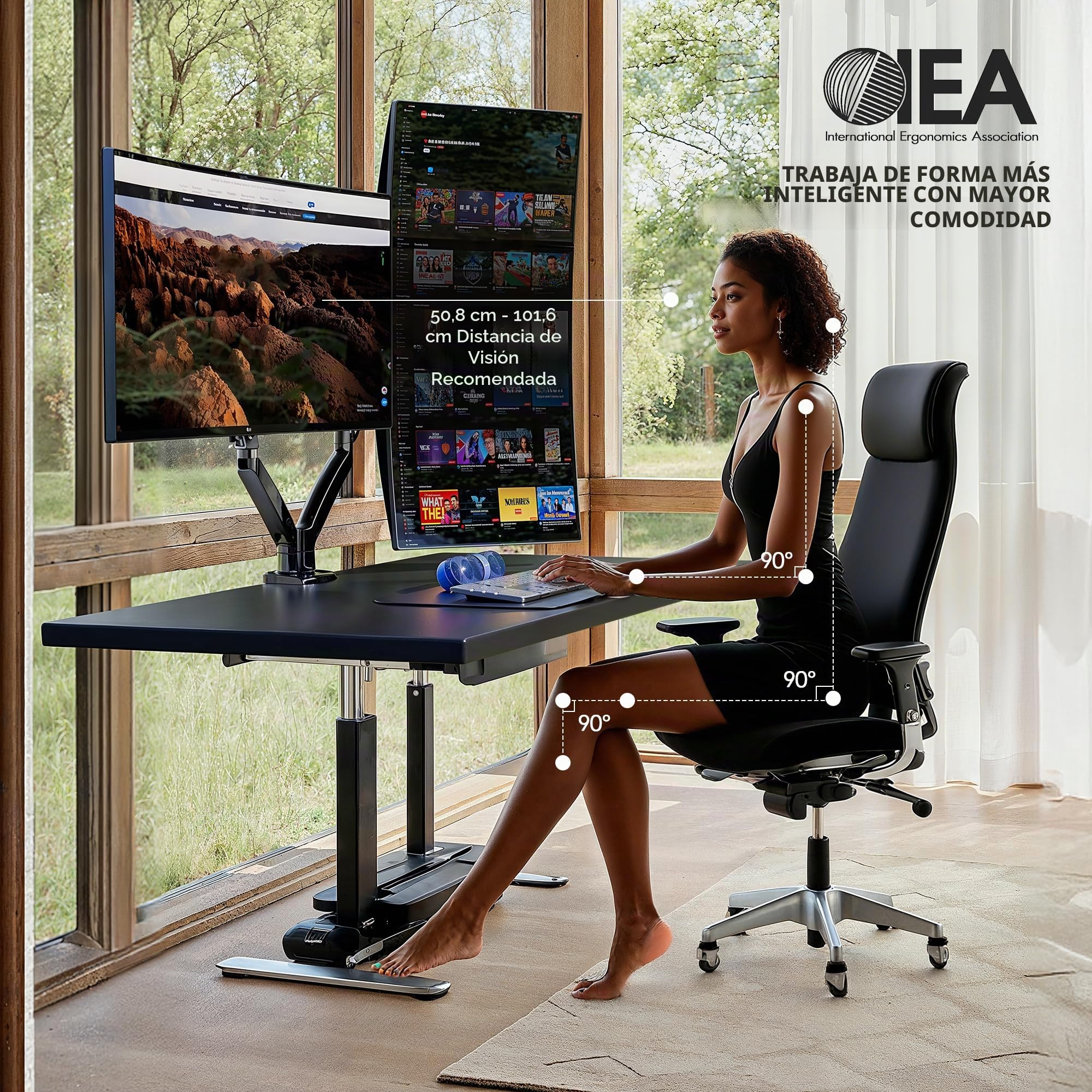 HUANUO Soporte Monitor Doble para 13 a 40 pulg, Brazo Monitor Doble con USB, Ajustable en Altura,VESA con Base Abraz C/Grommet, Cada Brazo Soporta hasta 12kg, HNDS7